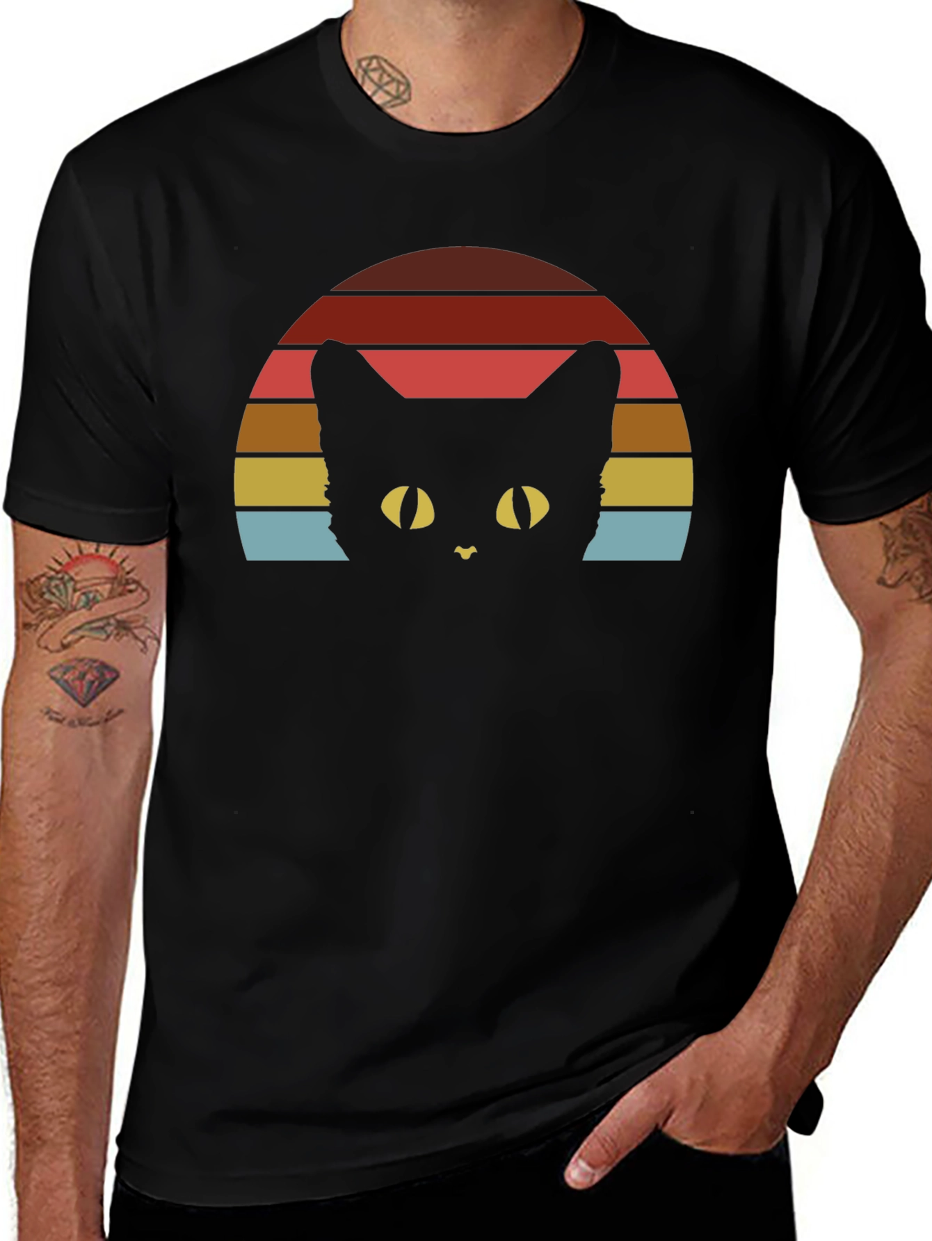 Retro Cat Sunset T-Shirt