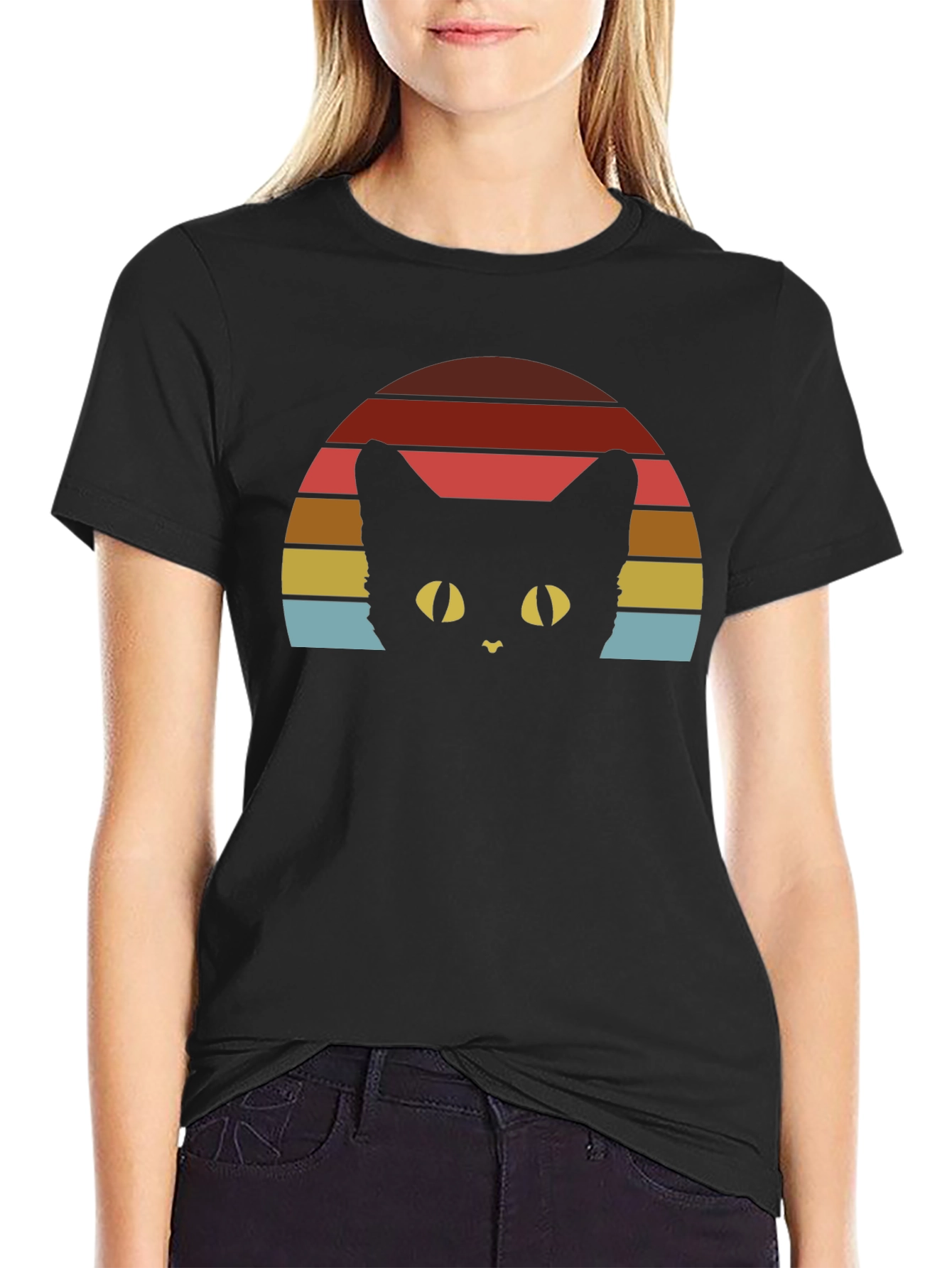 Retro Cat Sunset T-Shirt
