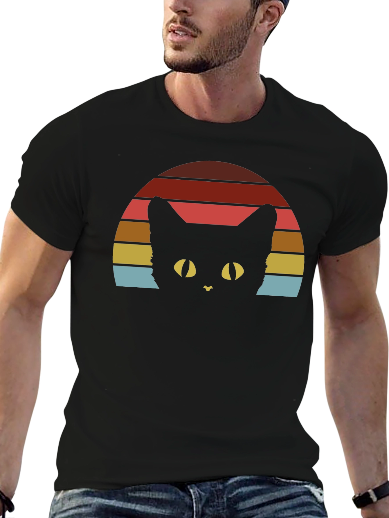 Retro Cat Sunset T-Shirt