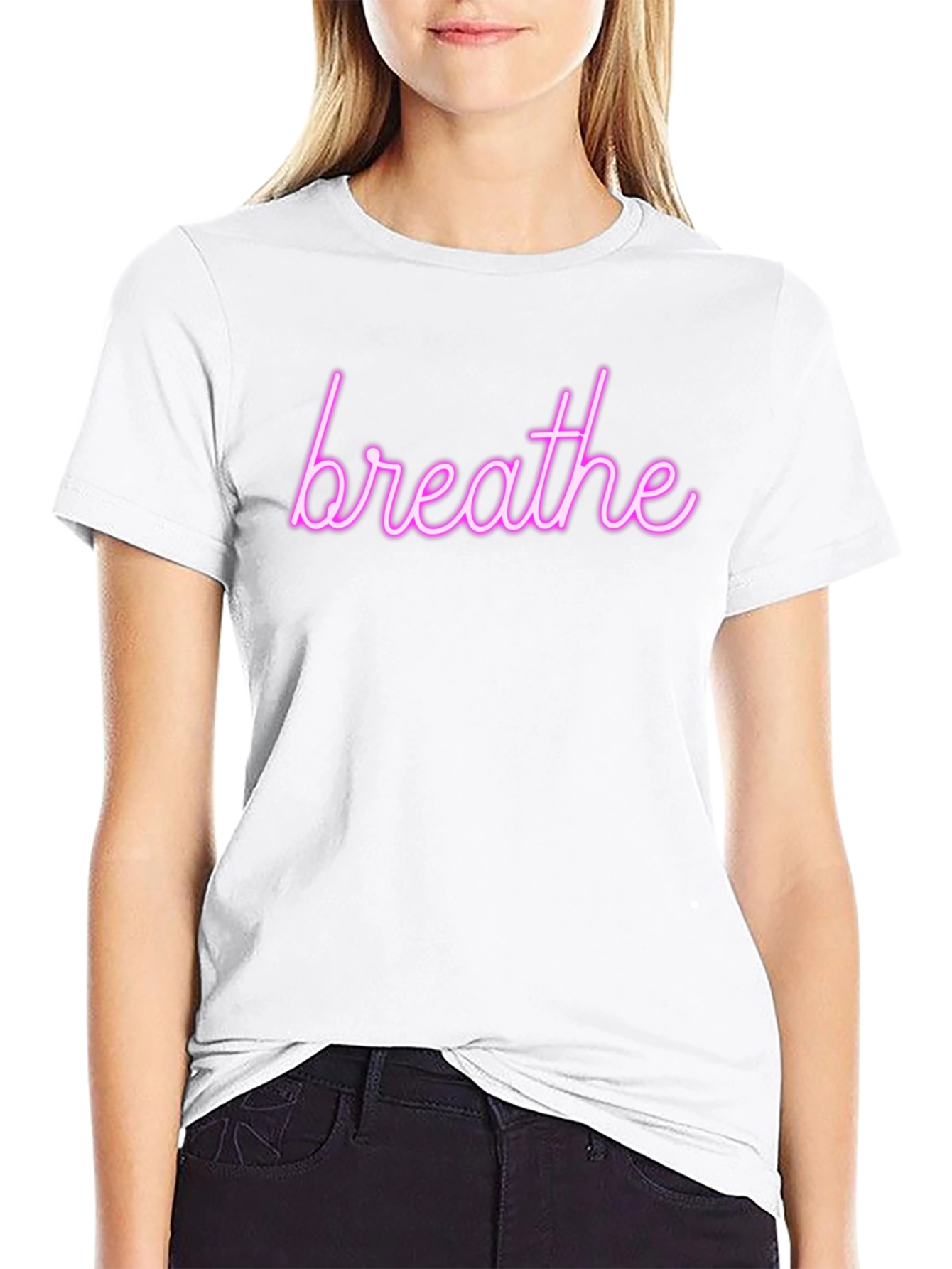 Breathe Neon Graphic Tee - Trendy Relaxation Shirt