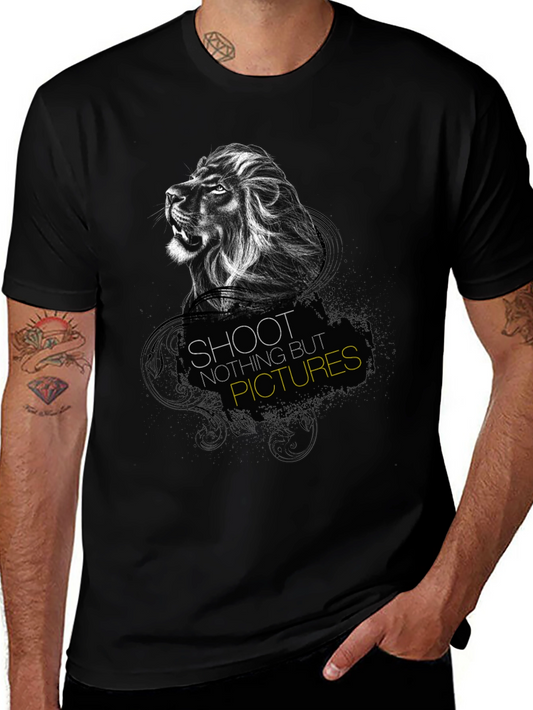 Lion Graphic Print Black T-Shirt - Shoot Nothing But Pictures