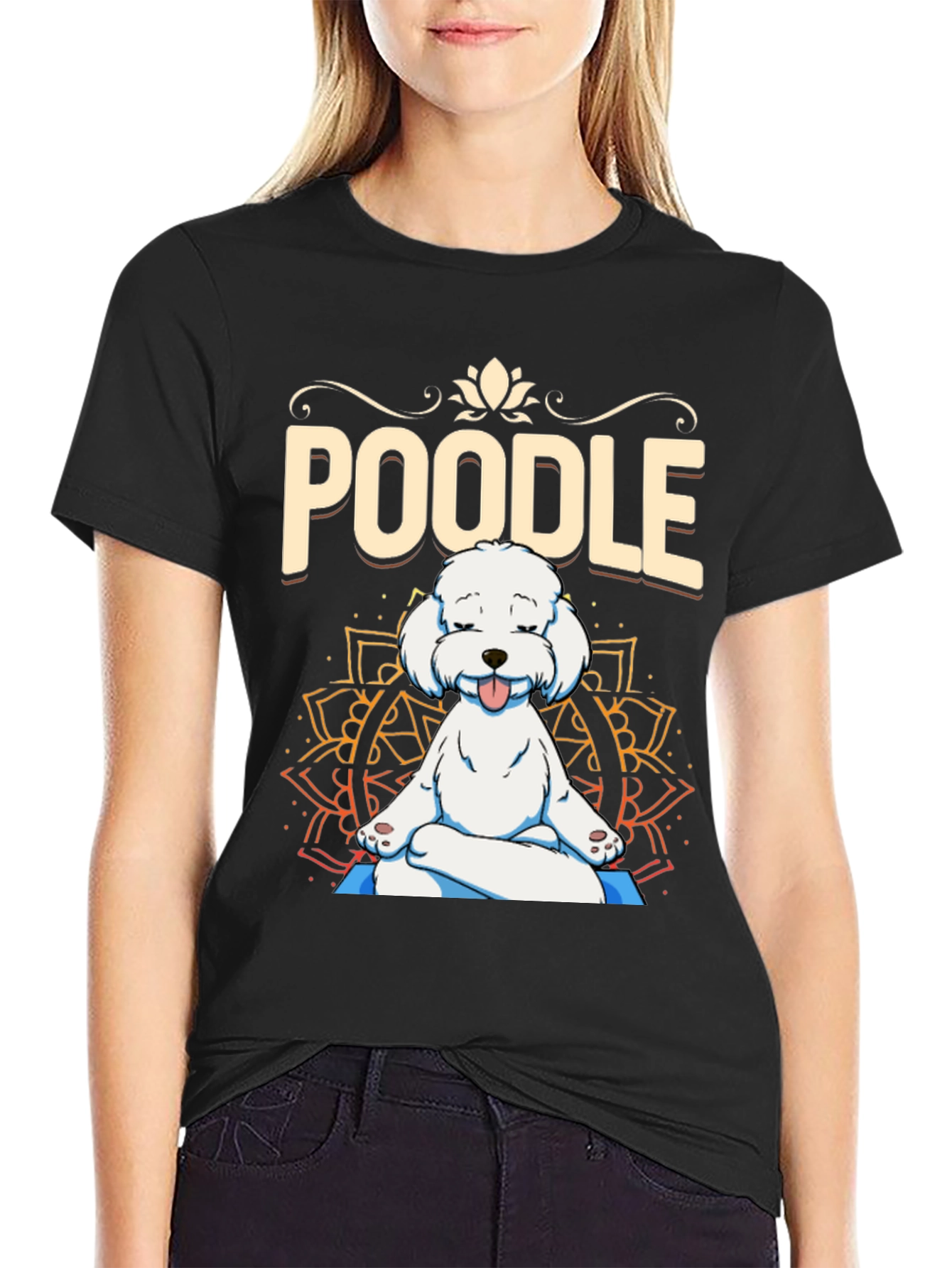 Yoga Poodle Black T-Shirt