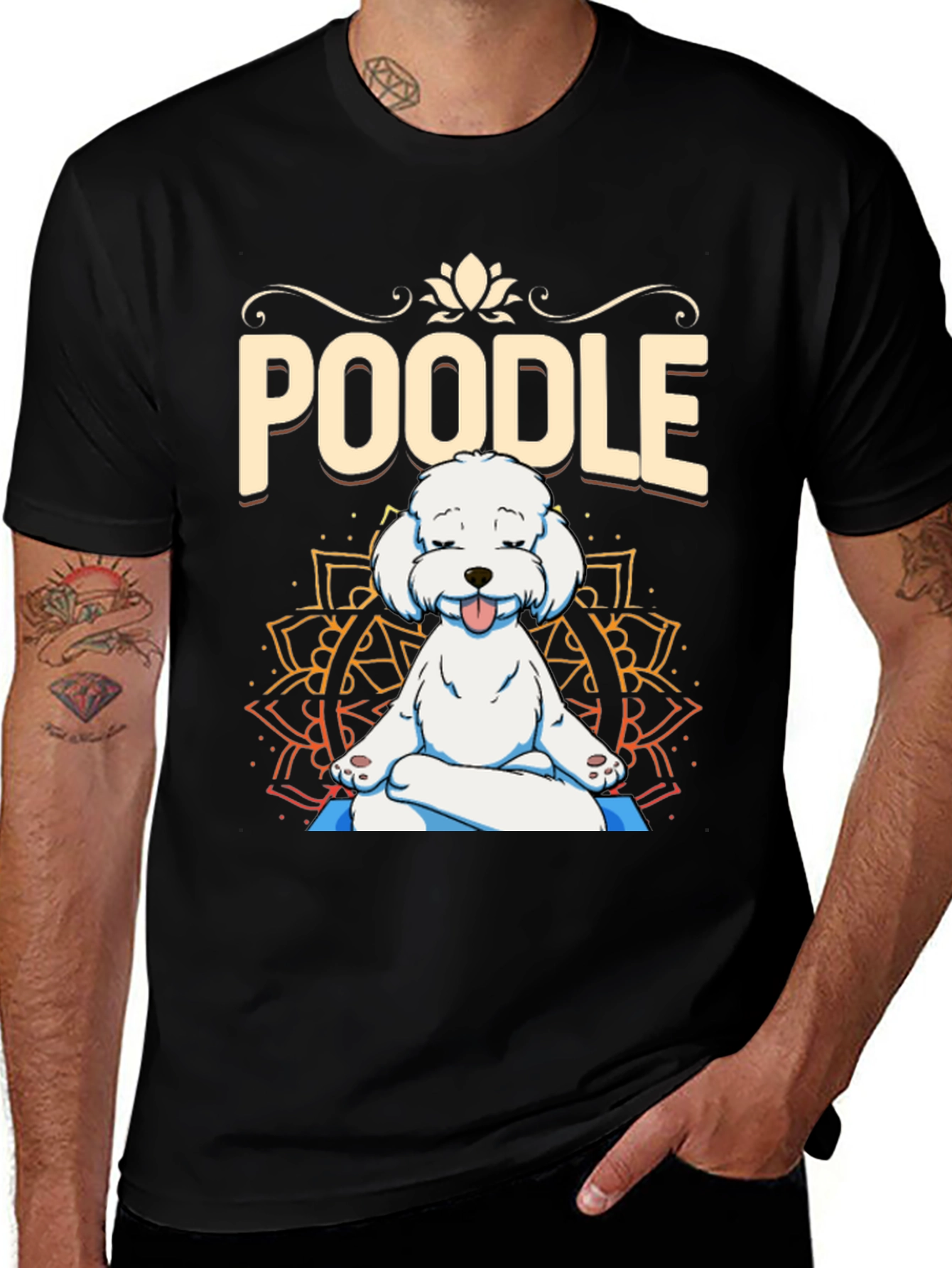 Yoga Poodle Black T-Shirt