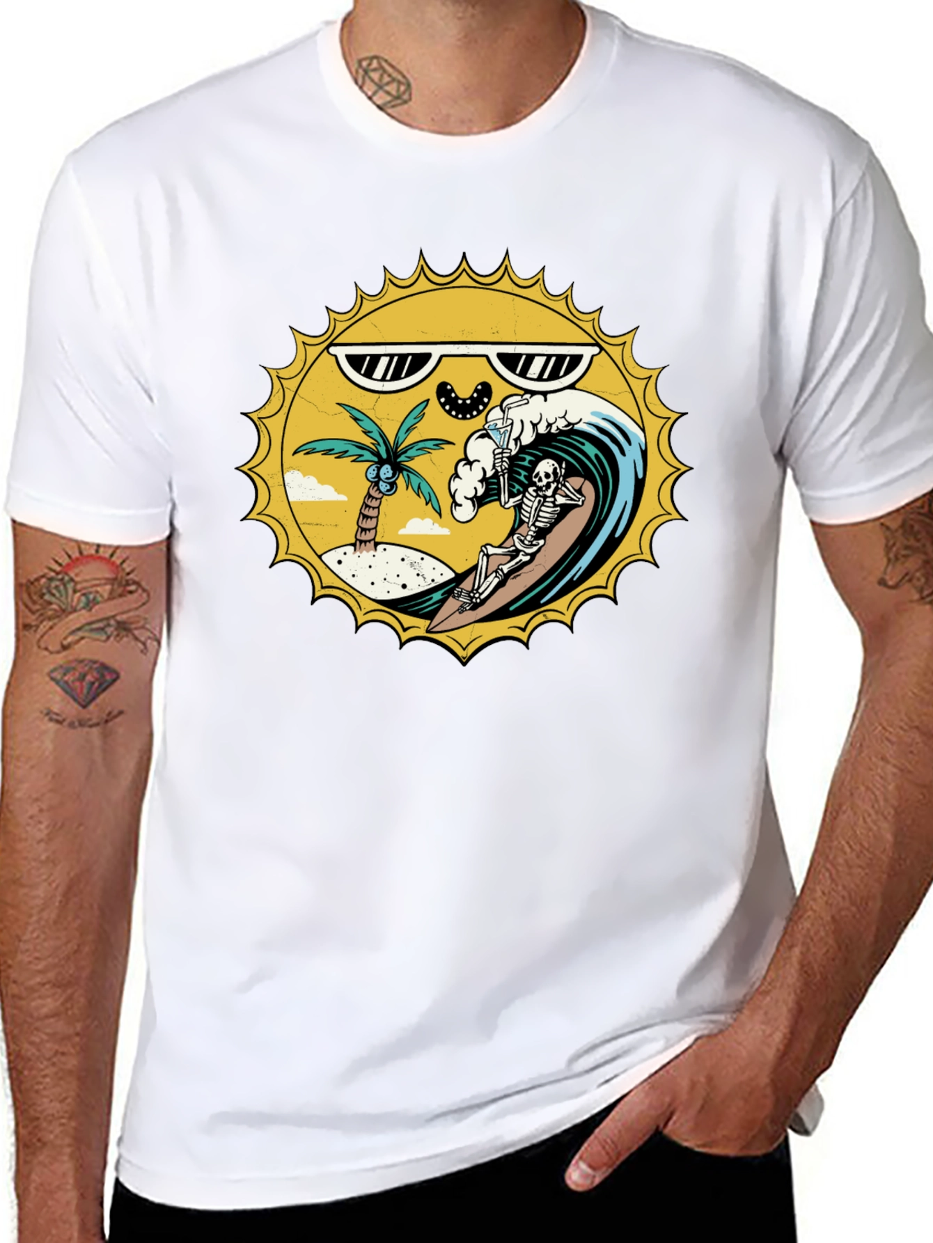 Surfs Up Skeleton T-Shirt - Beach Vibes