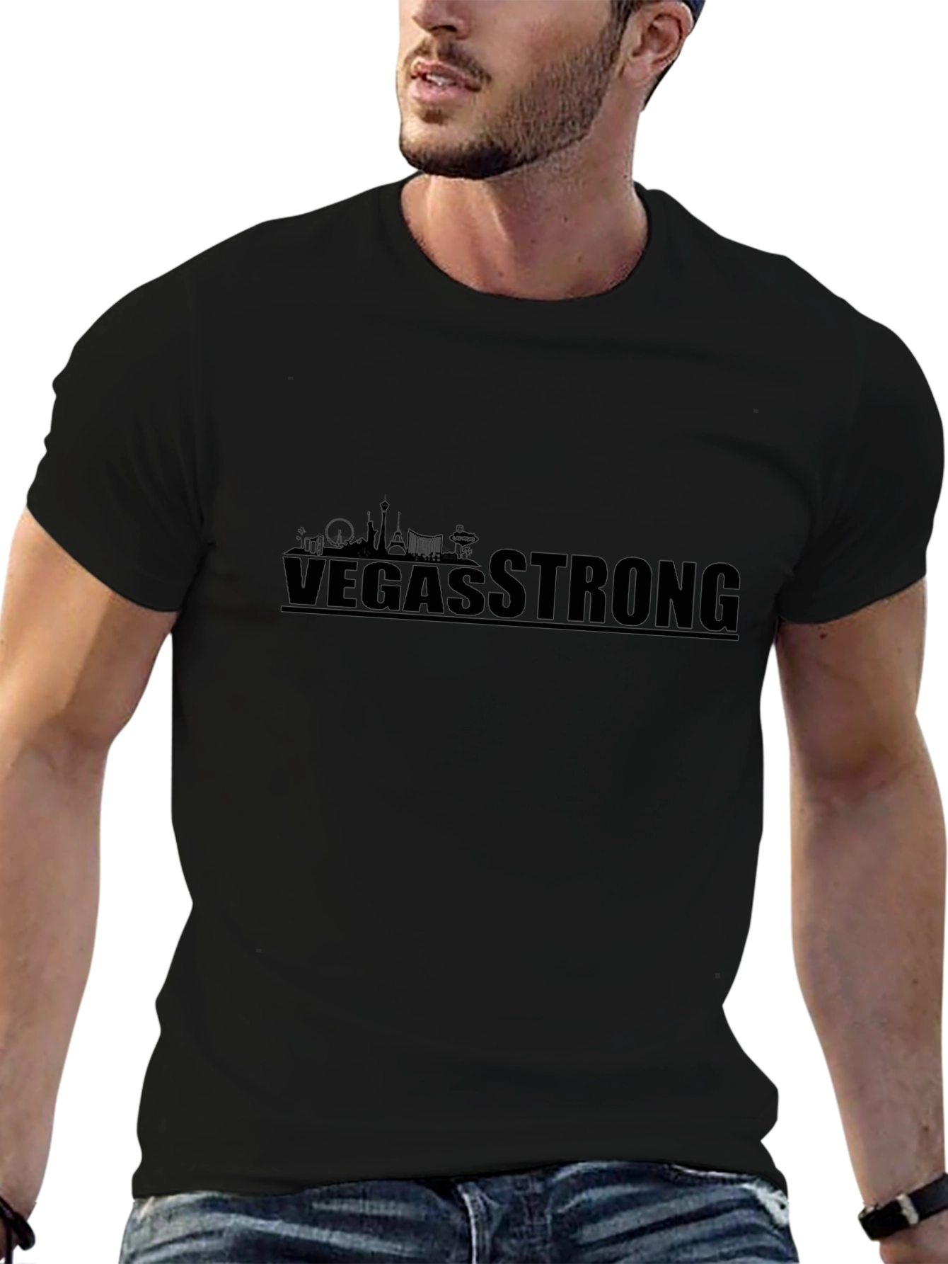 Vegas Strong Graphic Tee - Black Cotton T-Shirt