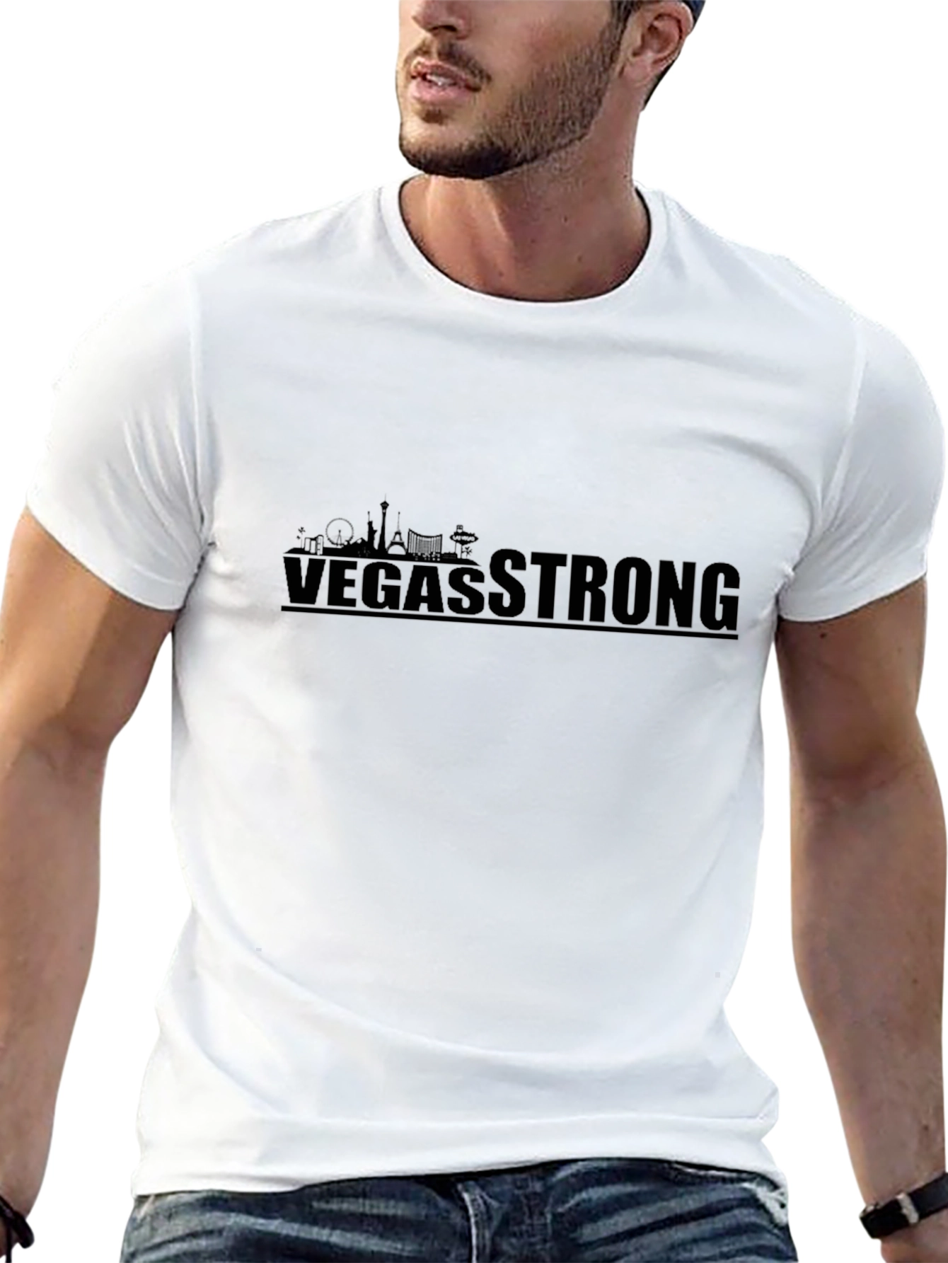 Vegas Strong Graphic Tee - Black Cotton T-Shirt