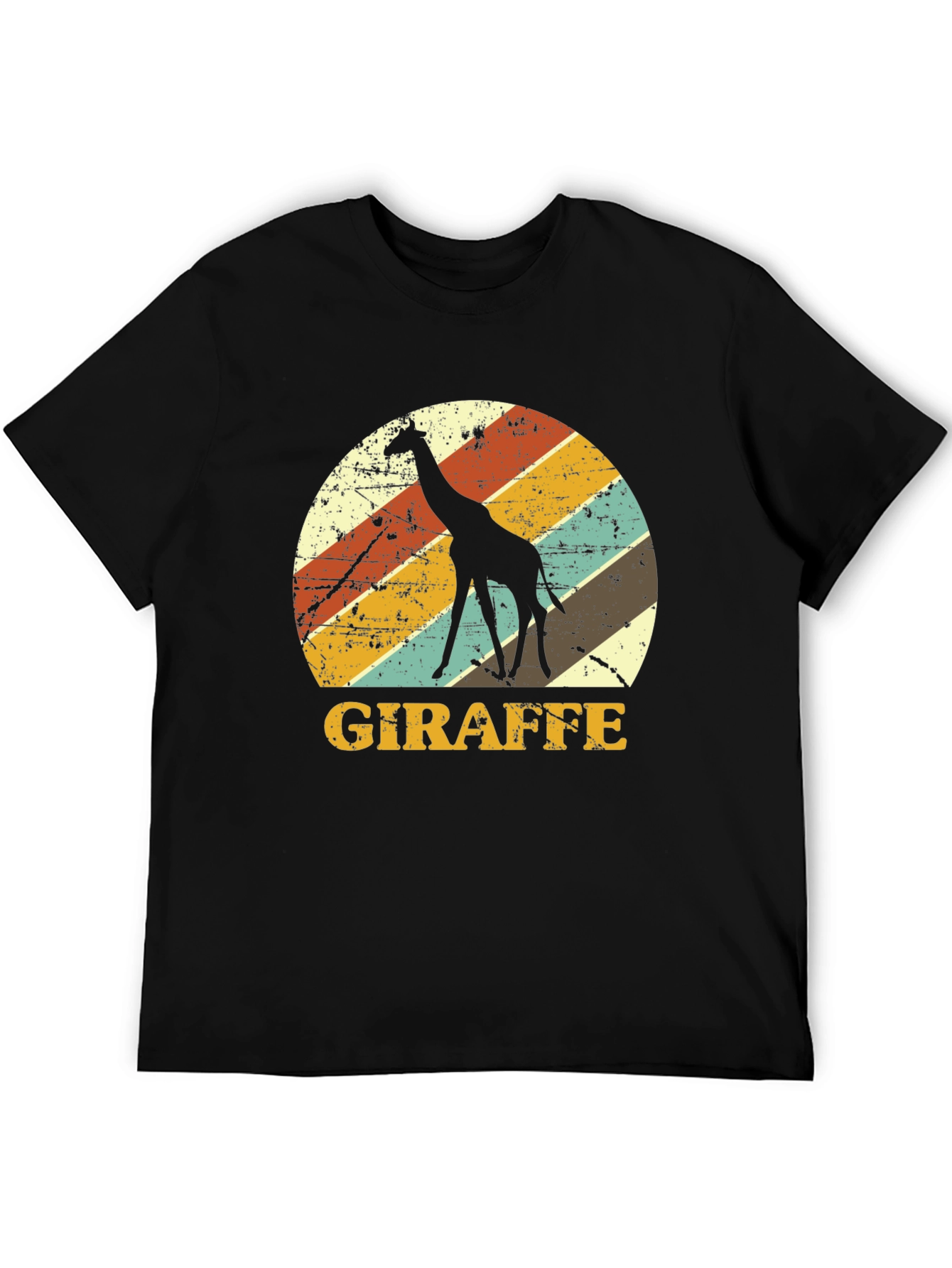 Retro Giraffe Graphic Tee - Black