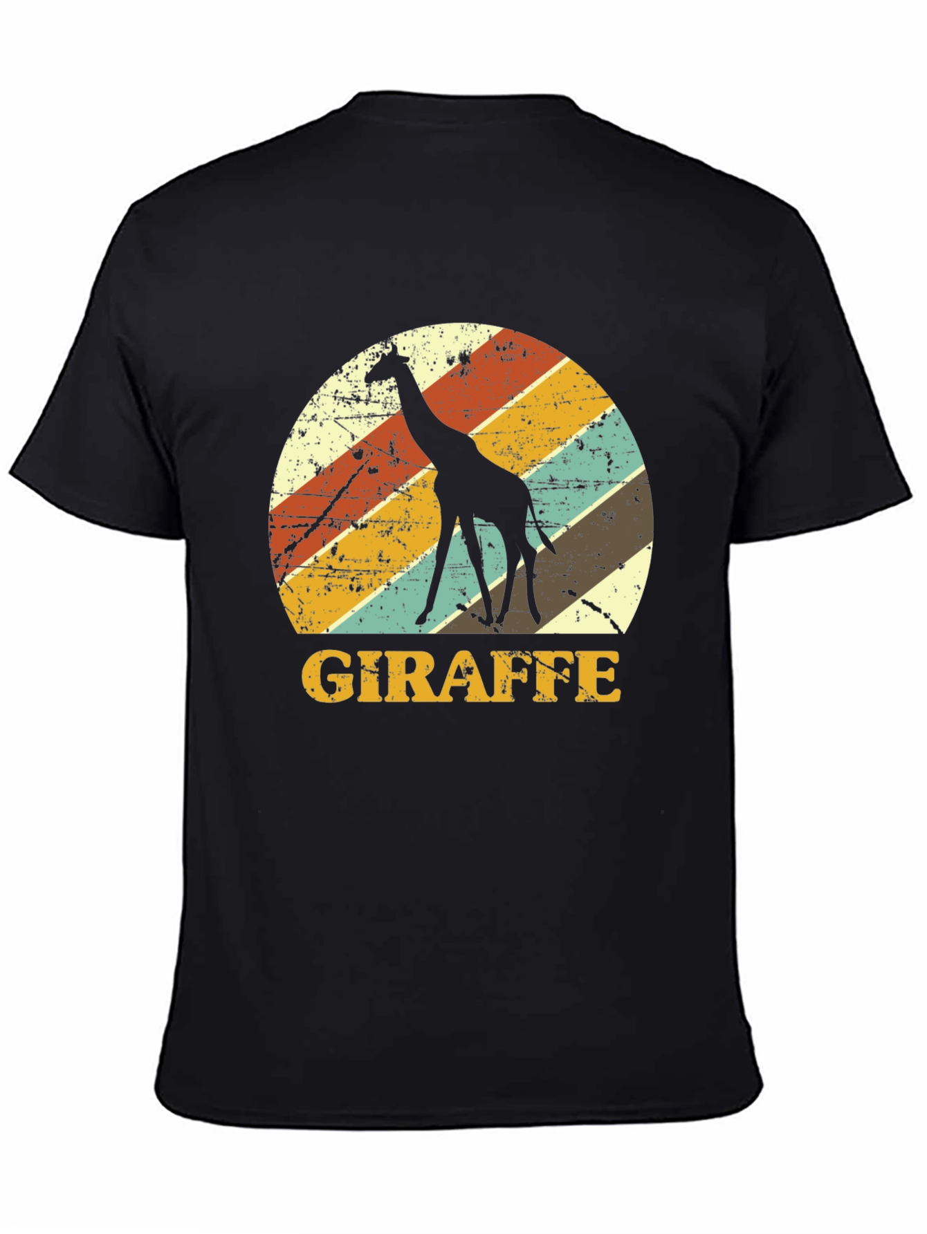 Retro Giraffe Graphic Tee - Black