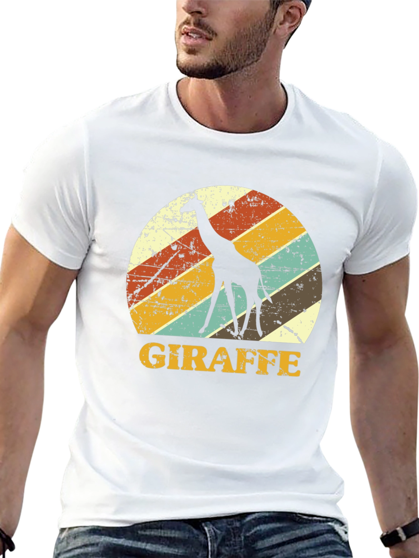 Retro Giraffe Graphic Tee - Black