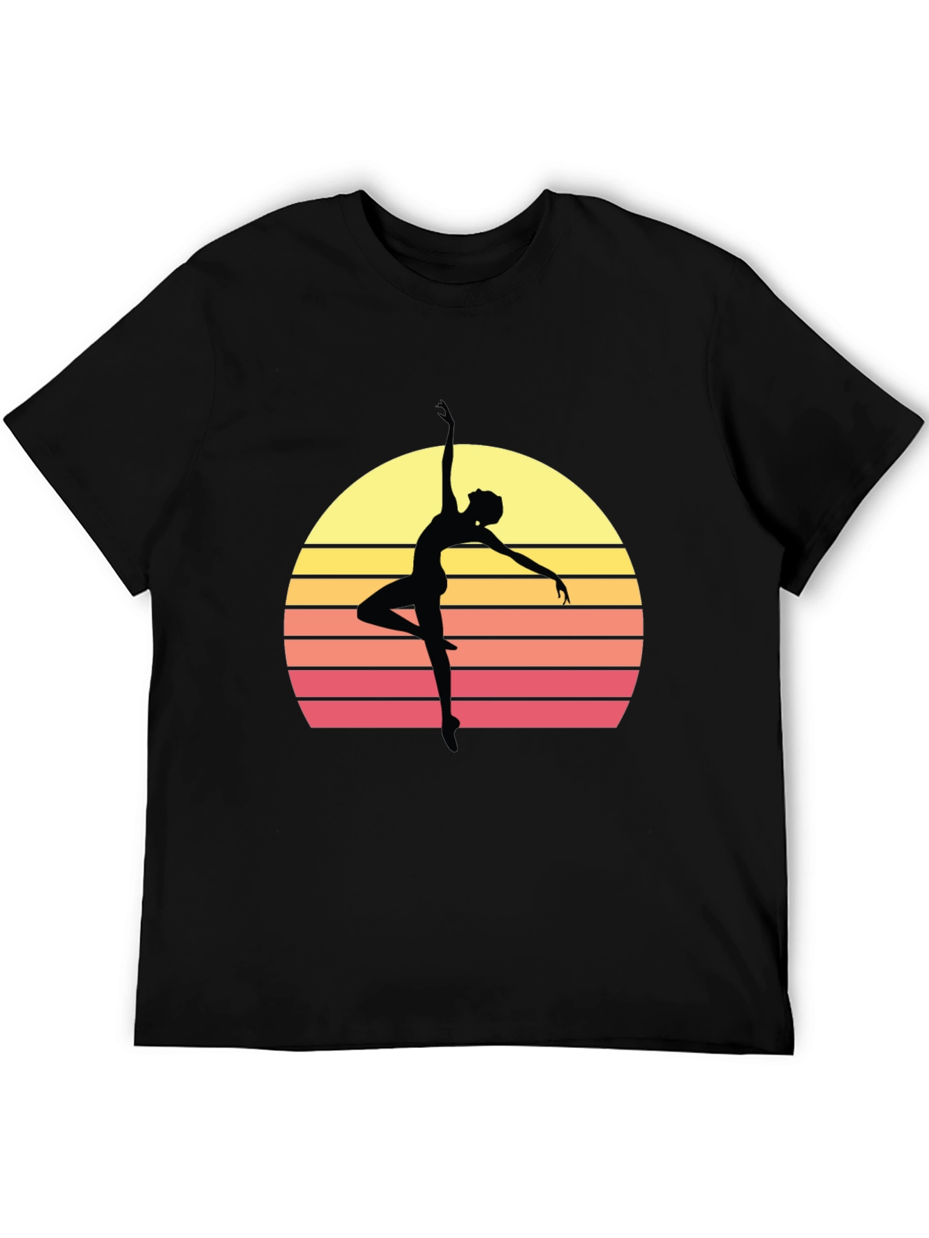 Retro Sunset Ballerina T-Shirt - Stylish Dance Tee