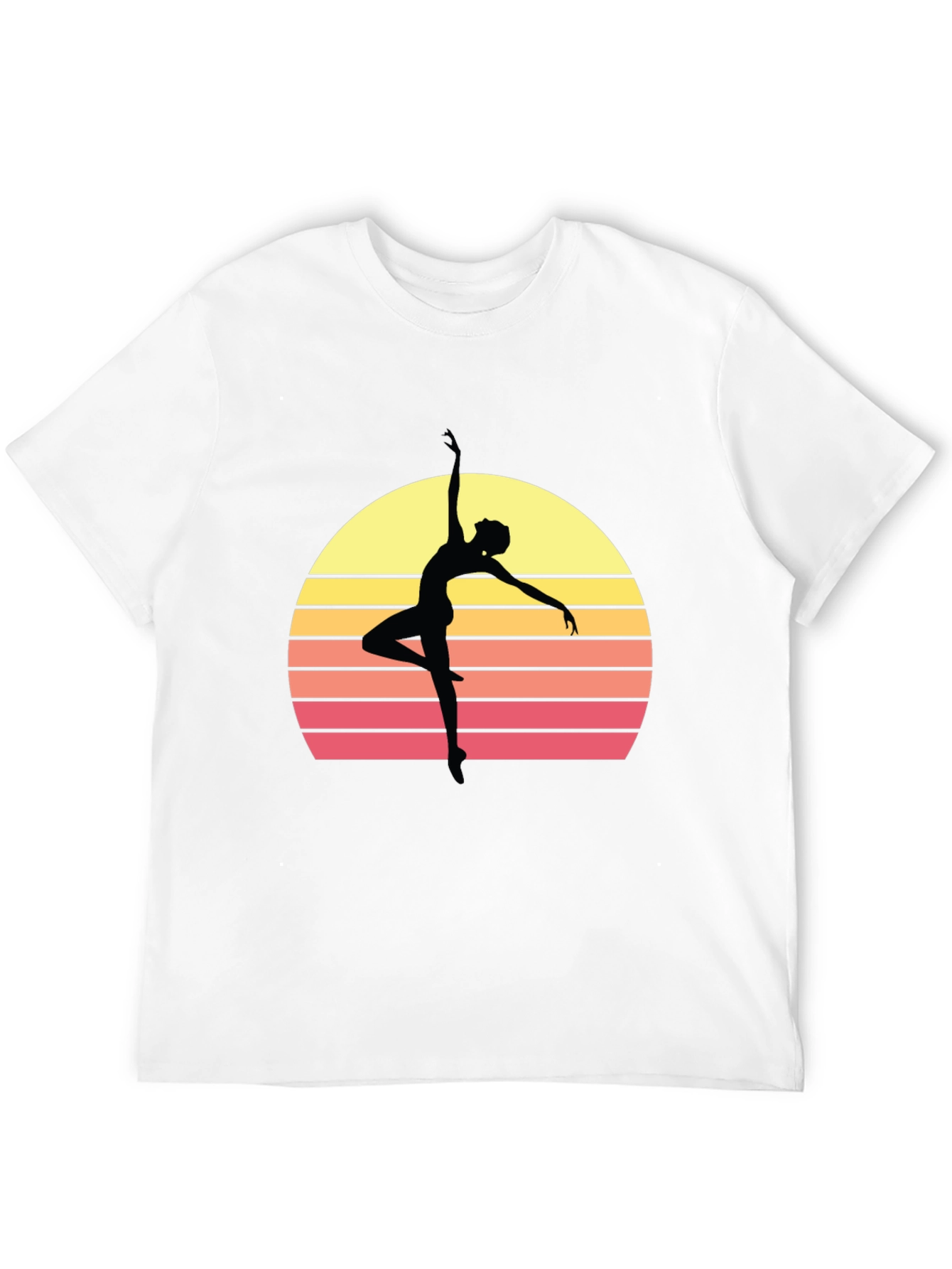 Retro Sunset Ballerina T-Shirt - Stylish Dance Tee