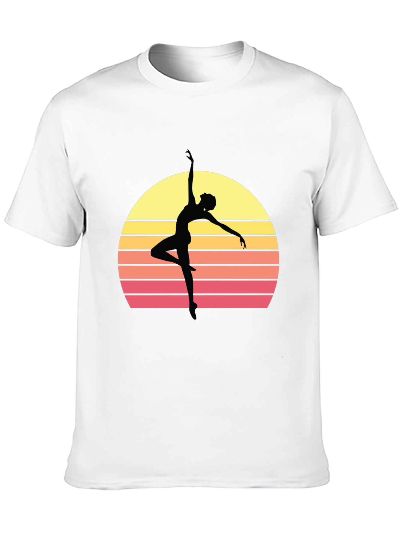 Retro Sunset Ballerina T-Shirt - Stylish Dance Tee