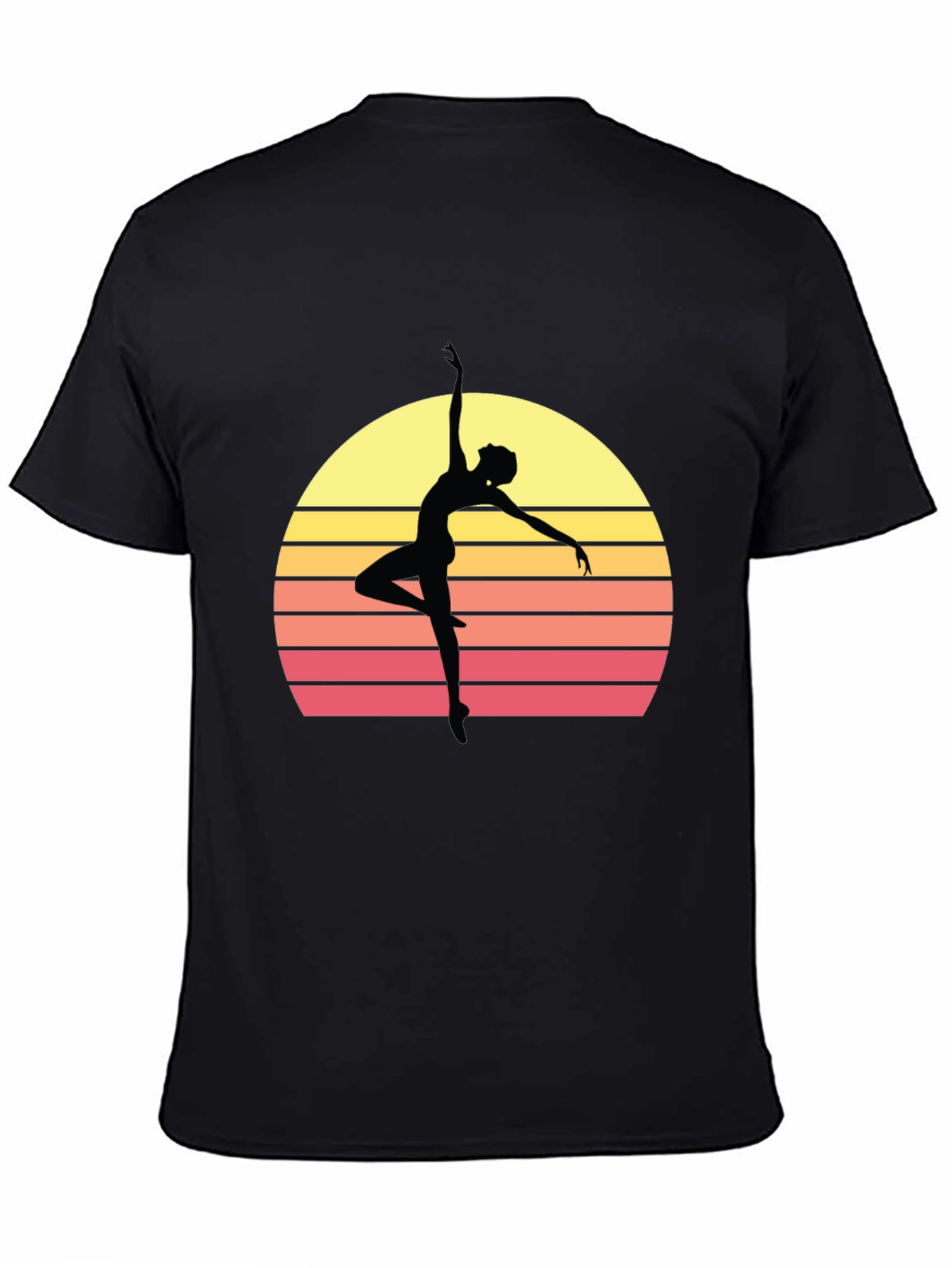 Retro Sunset Ballerina T-Shirt - Stylish Dance Tee
