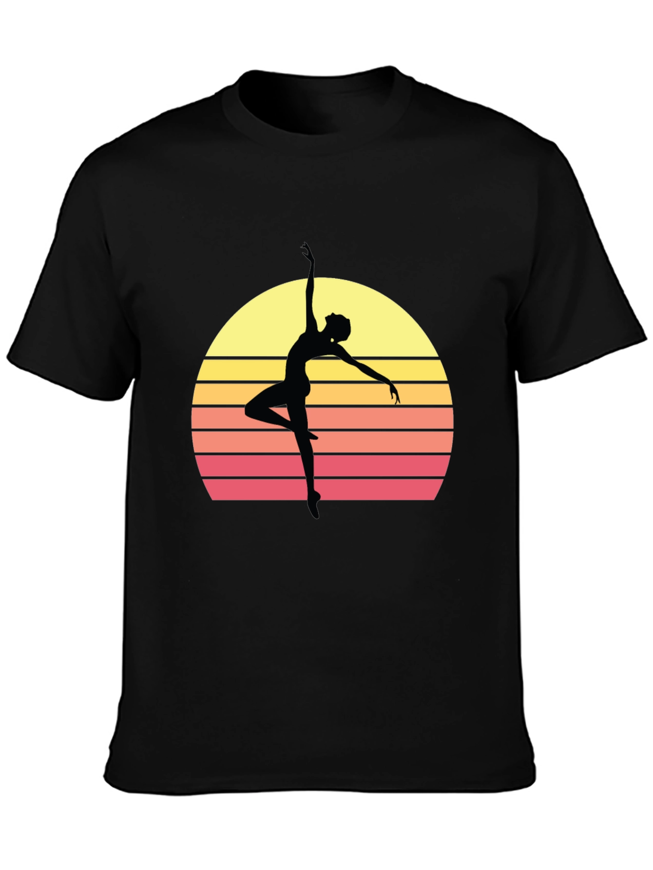 Retro Sunset Ballerina T-Shirt - Stylish Dance Tee