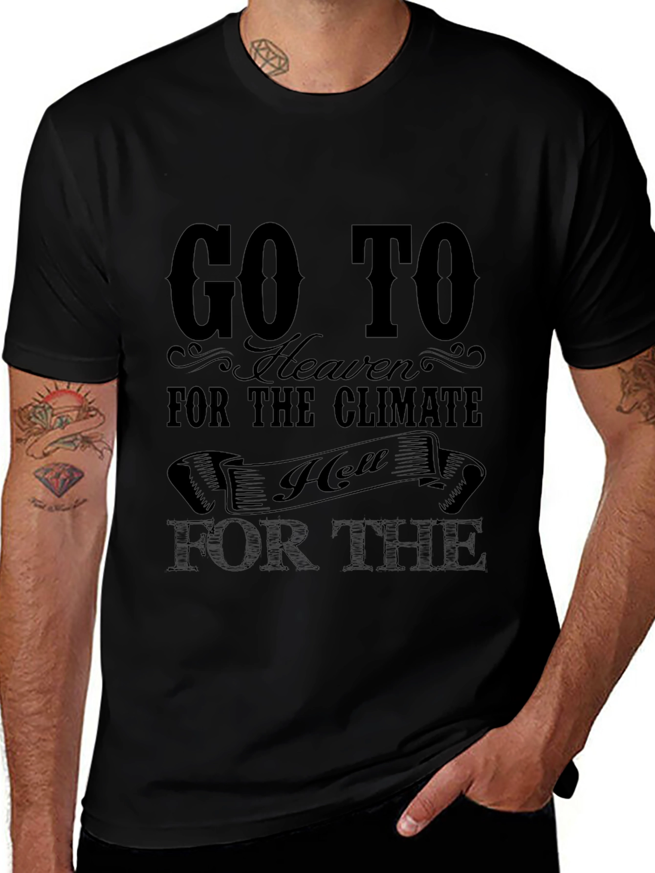 Go to Heaven Graphic Tee - Black Cotton T-Shirt