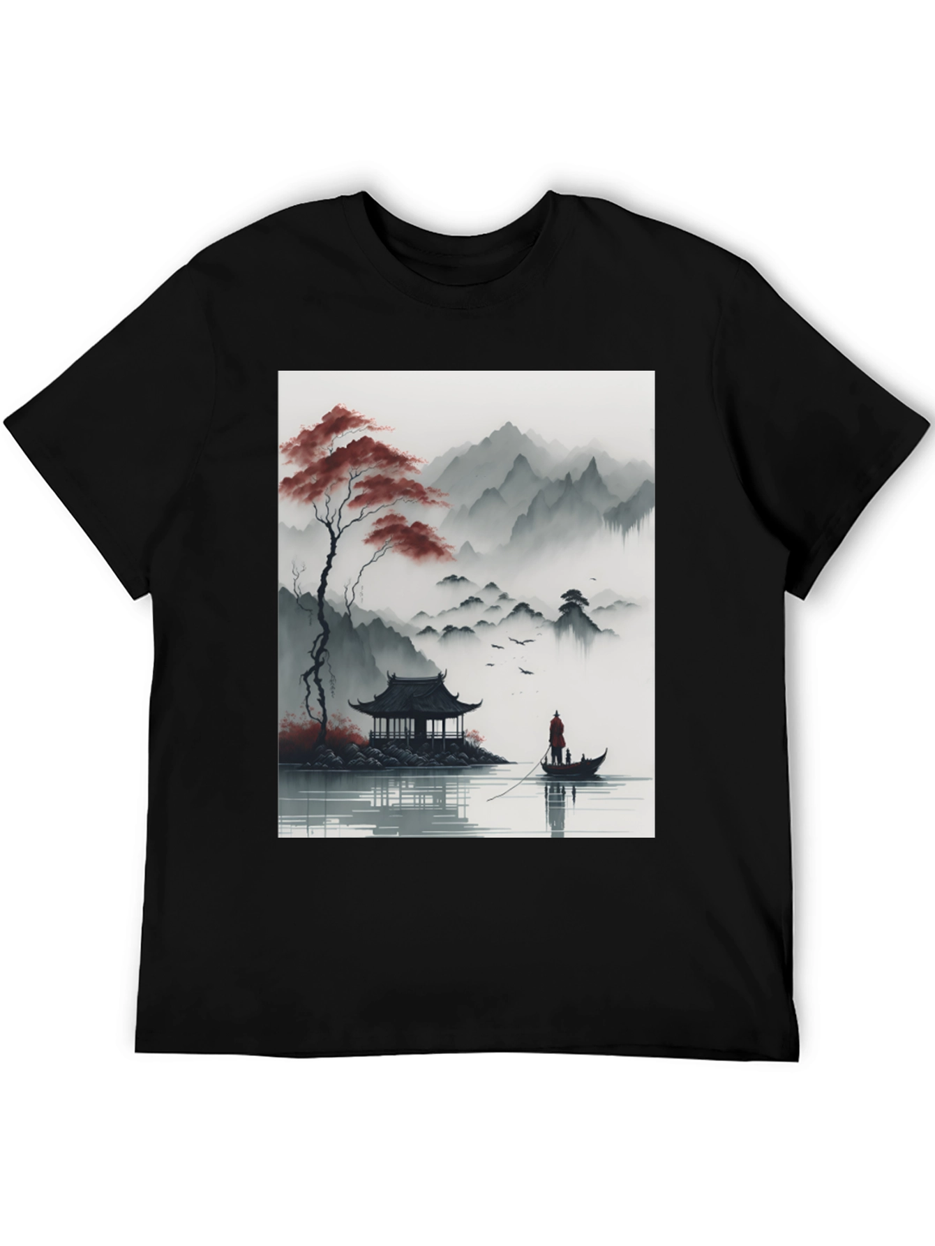 Asian Landscape Graphic Tee - Black