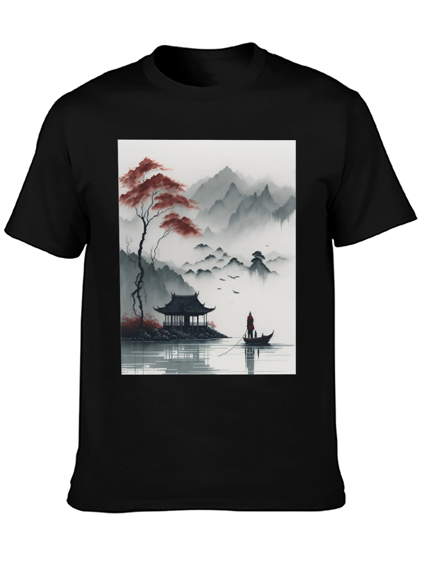 Asian Landscape Graphic Tee - Black