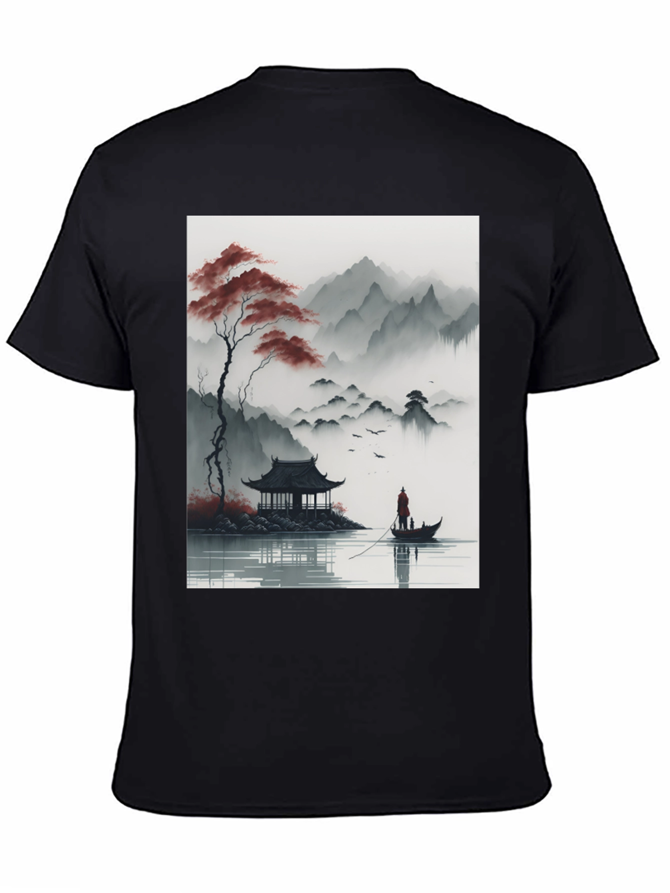 Asian Landscape Graphic Tee - Black