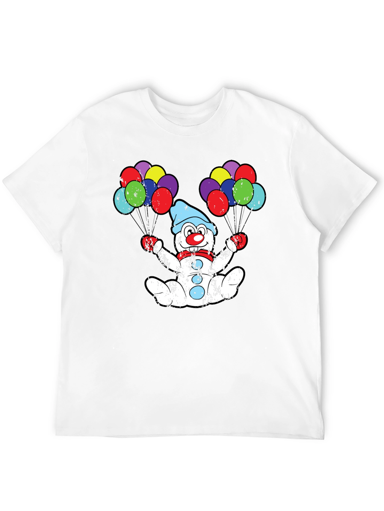 Clown Snowman T-Shirt with Balloons