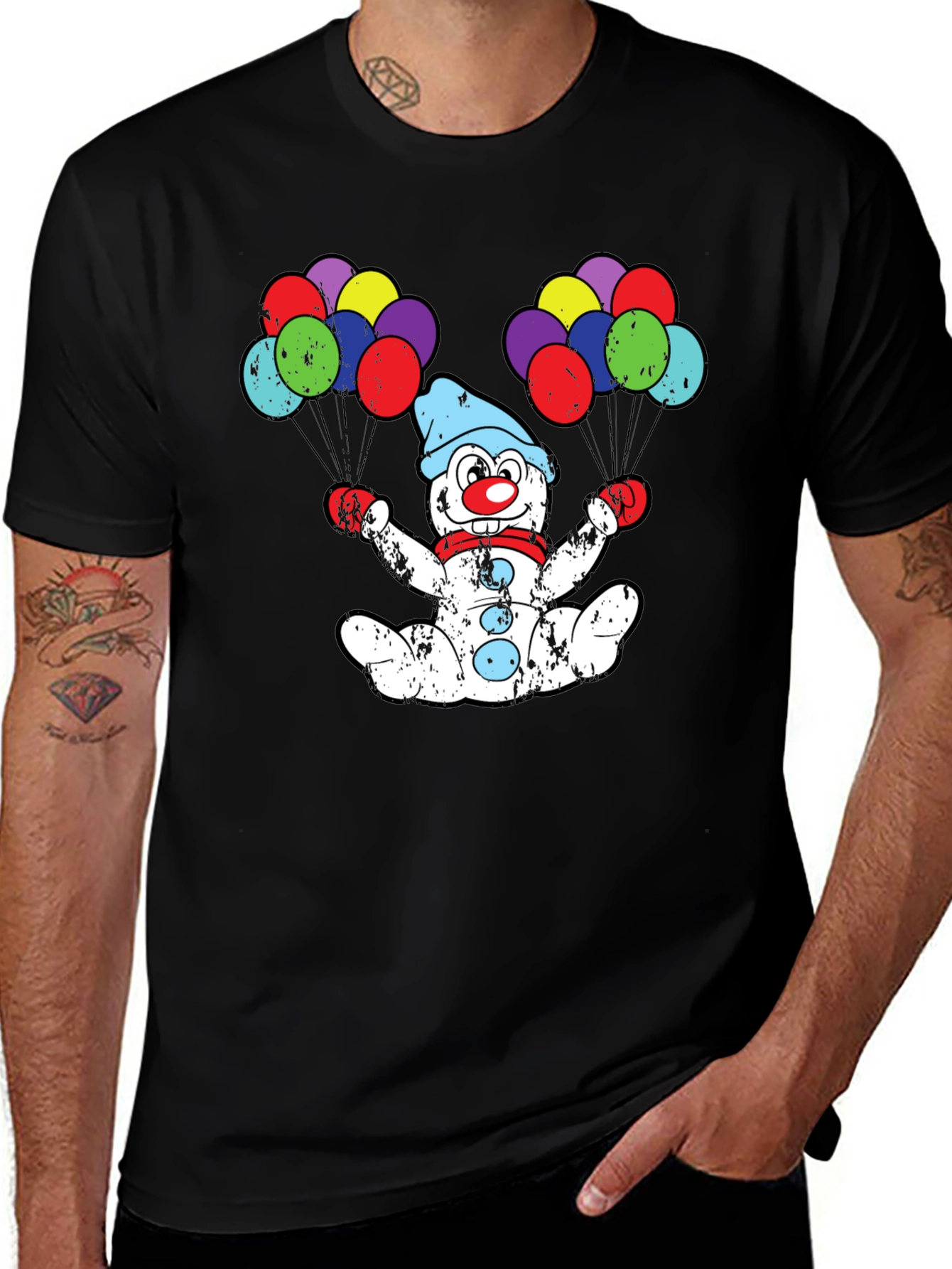 Clown Snowman T-Shirt with Balloons
