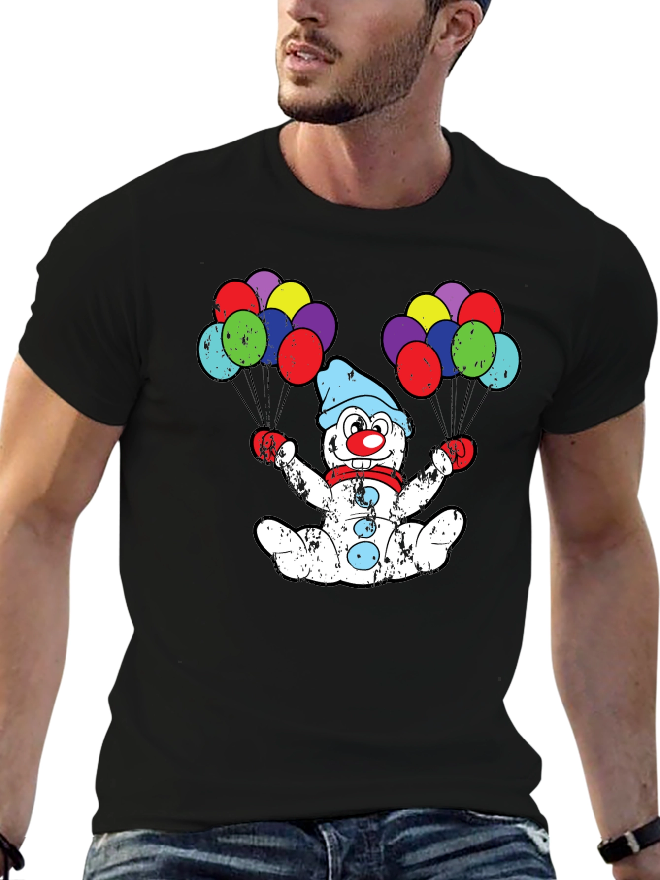 Clown Snowman T-Shirt with Balloons