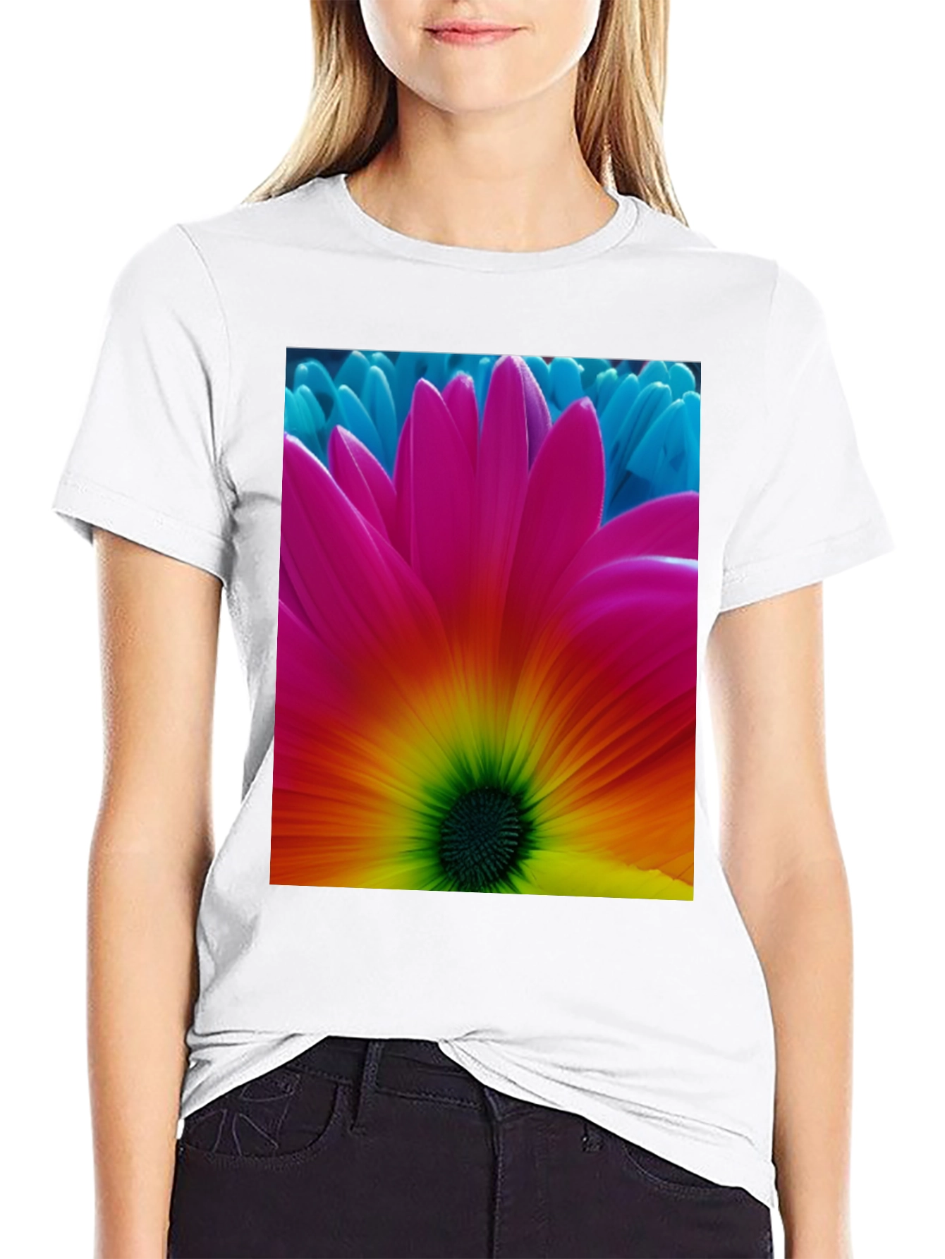 Bold Flower Graphic Black T-Shirt