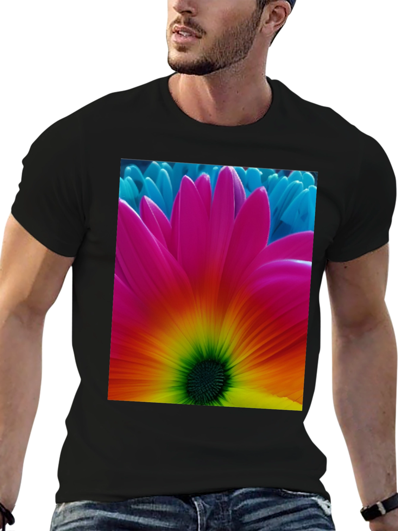 Bold Flower Graphic Black T-Shirt