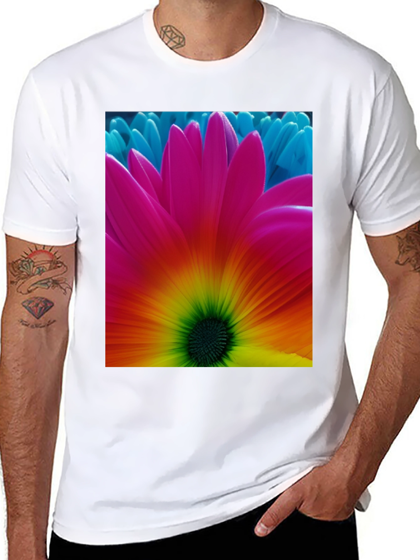 Bold Flower Graphic Black T-Shirt