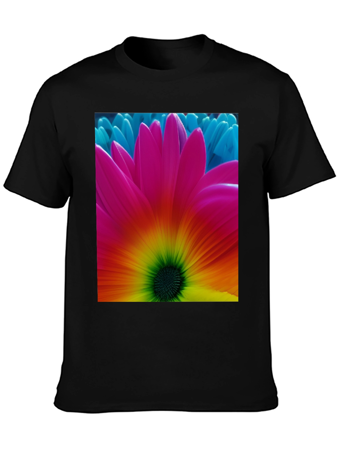 Bold Flower Graphic Black T-Shirt
