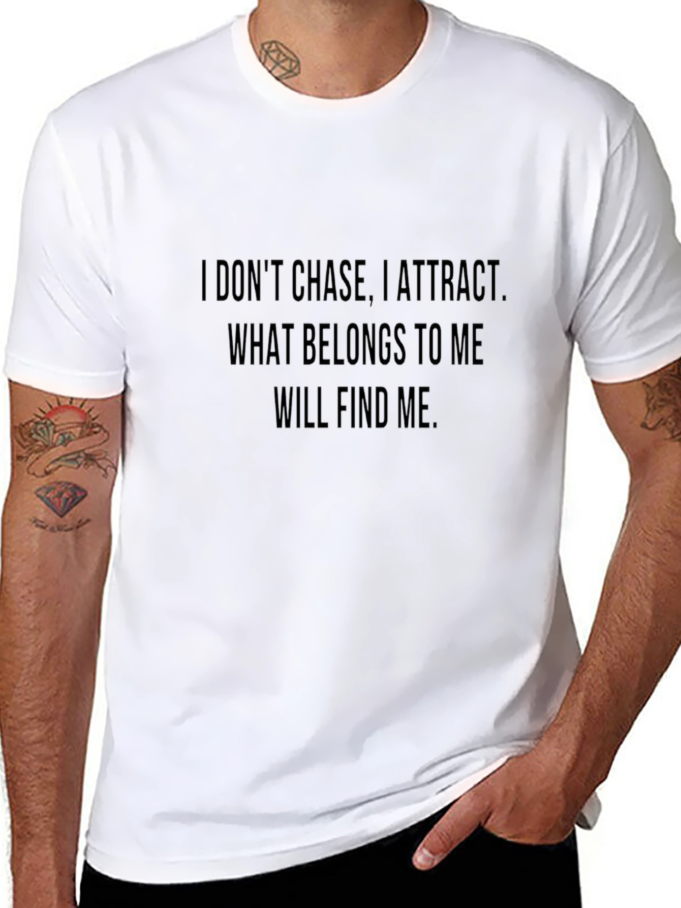 Motivational Black T-Shirt - I Dont Chase I Attract