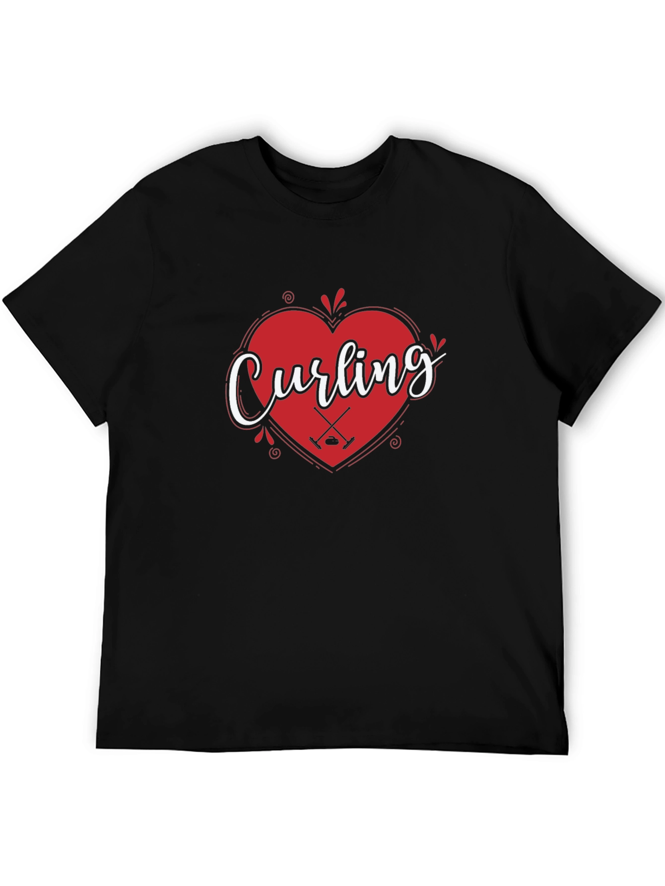 Curling Heart Graphic T-Shirt for Curling Fans