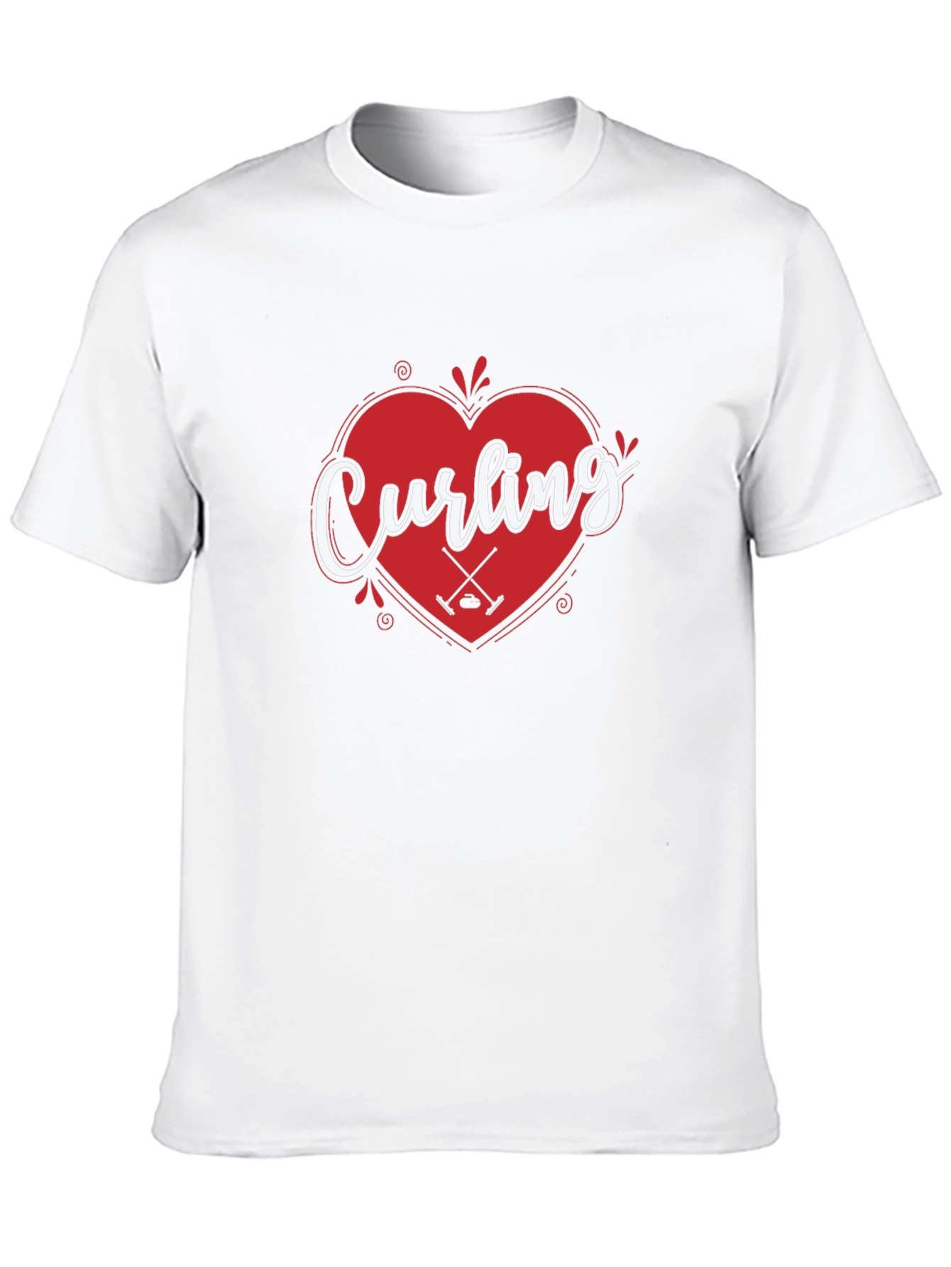 Curling Heart Graphic T-Shirt for Curling Fans