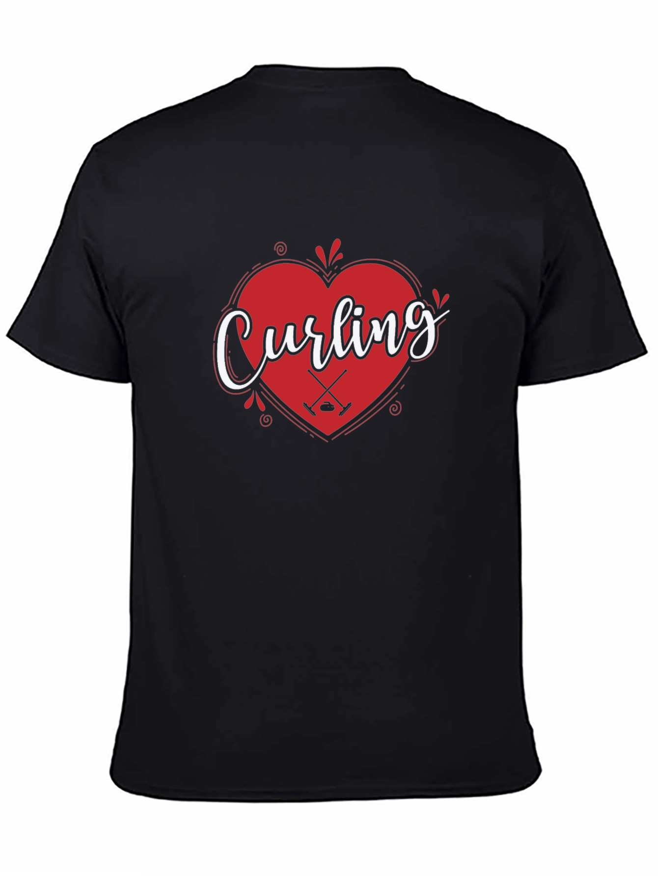 Curling Heart Graphic T-Shirt for Curling Fans