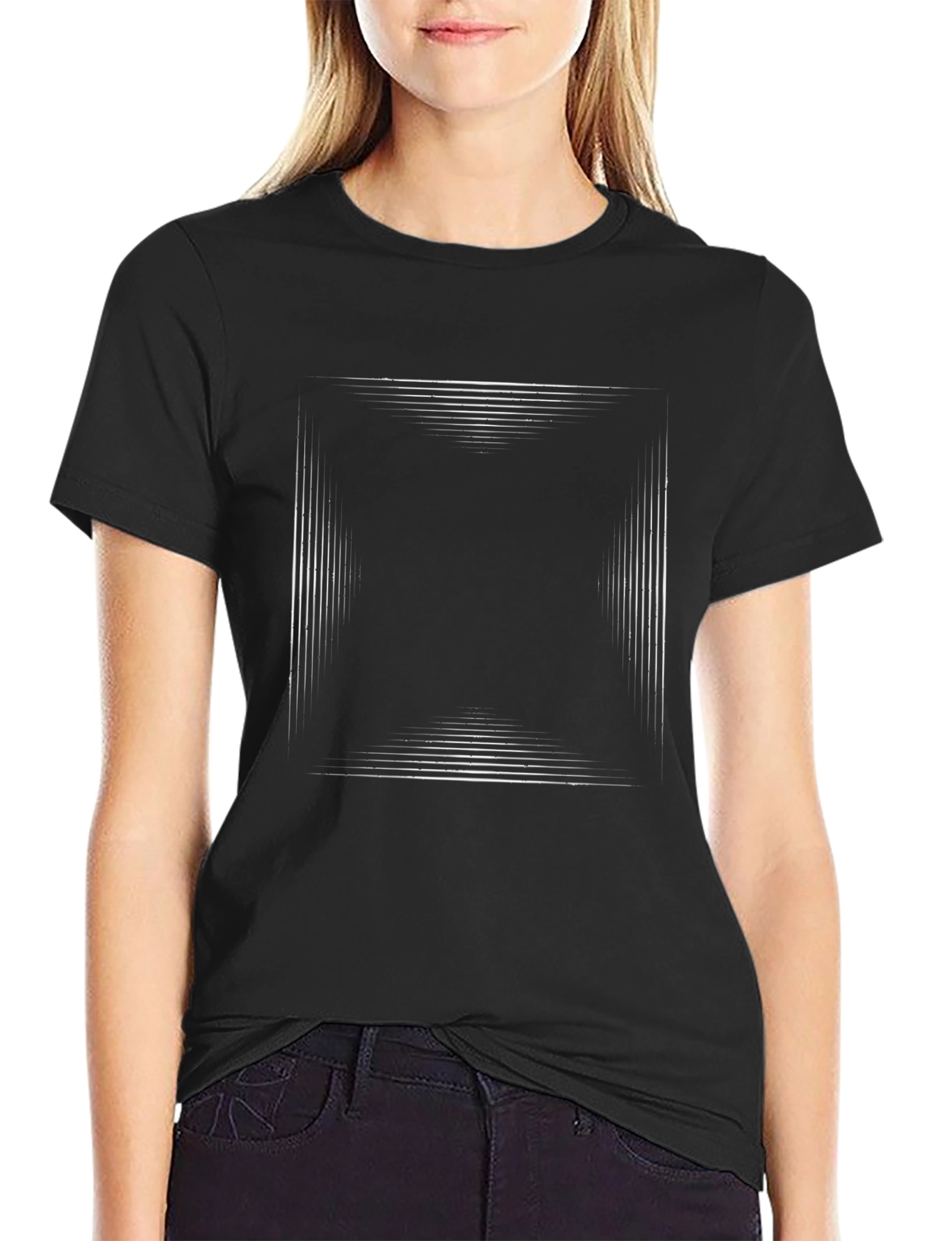 Abstract Lines Graphic Tee - Modern Black T-Shirt