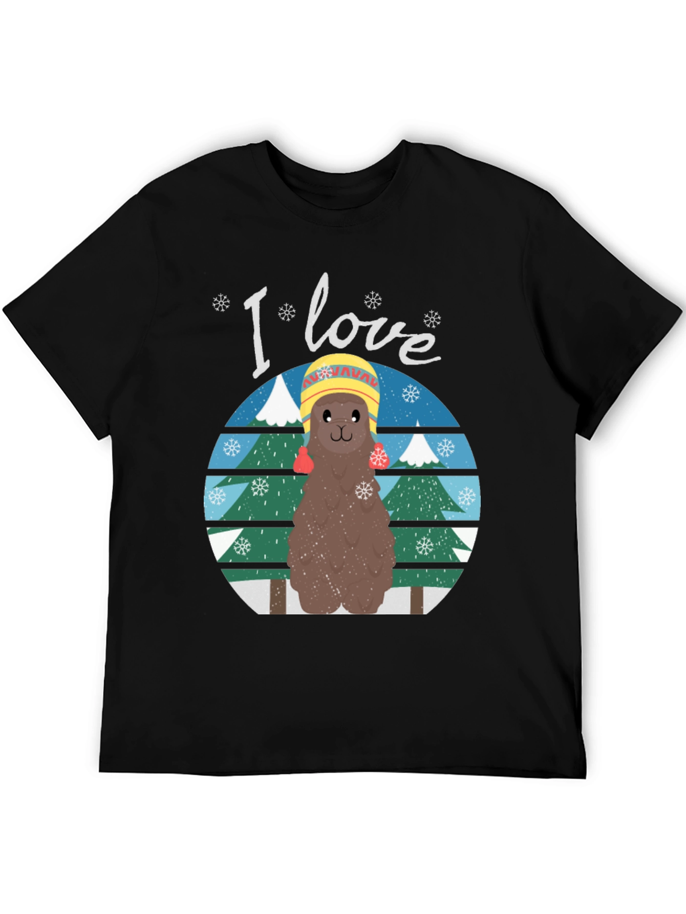 I Love Llamas Winter T-Shirt