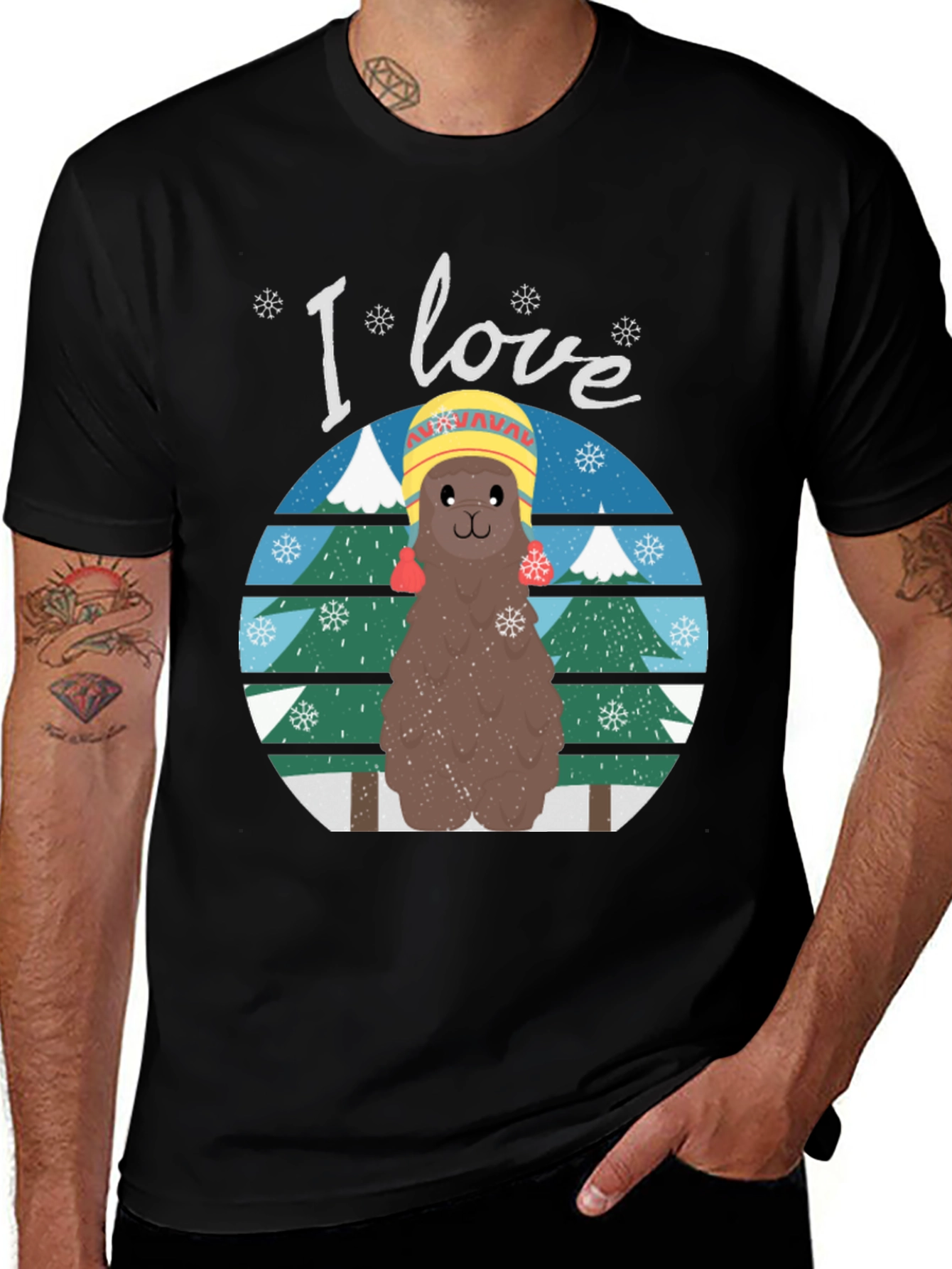 I Love Llamas Winter T-Shirt
