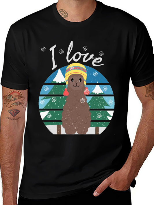 I Love Llamas Winter T-Shirt
