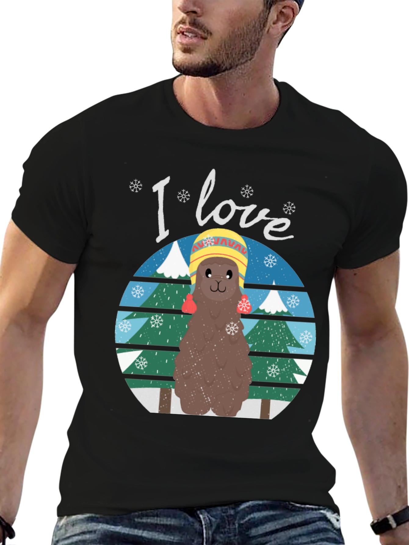 I Love Llamas Winter T-Shirt