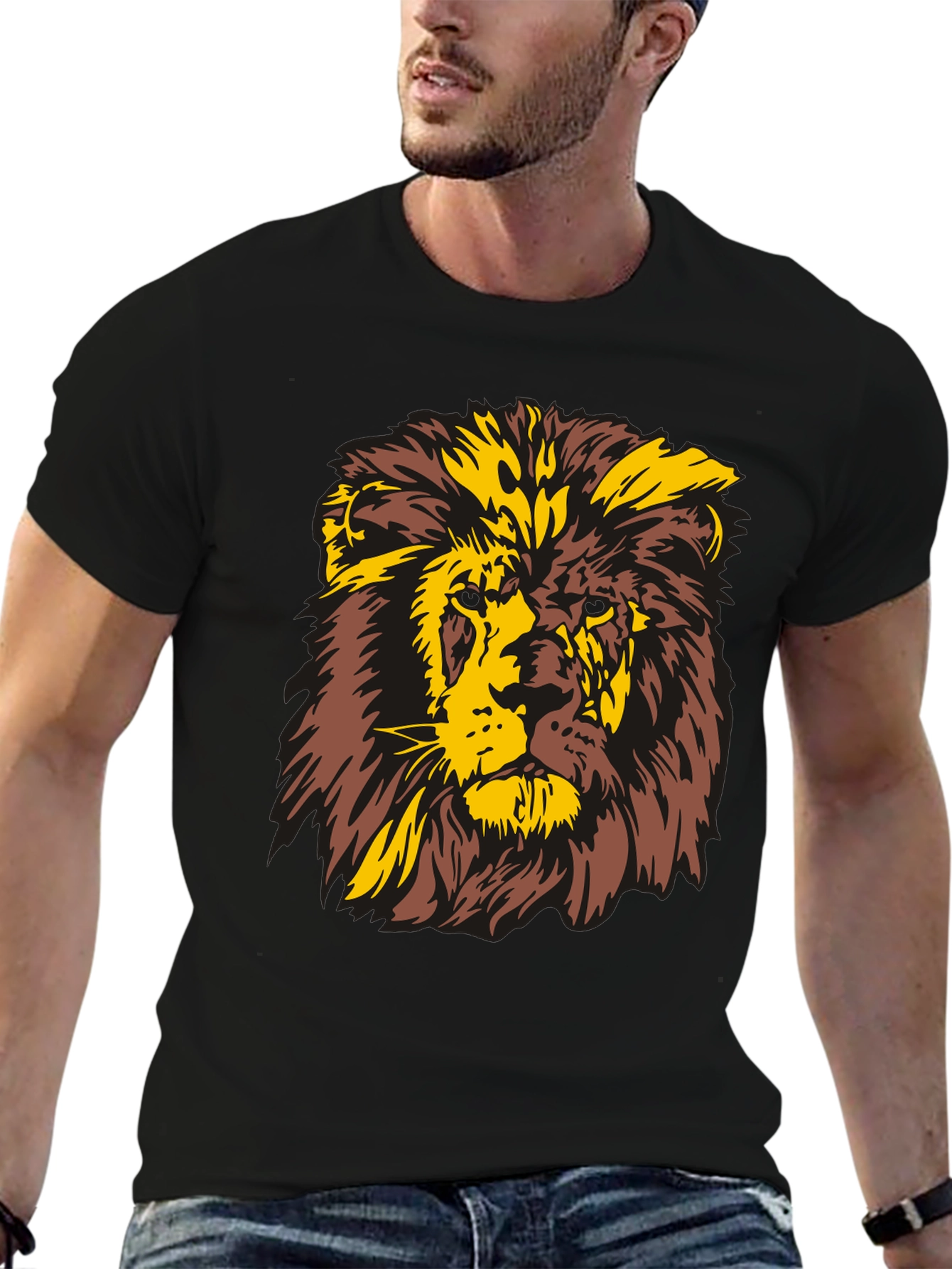 Lion Graphic T-Shirt - Bold Animal Print Tee