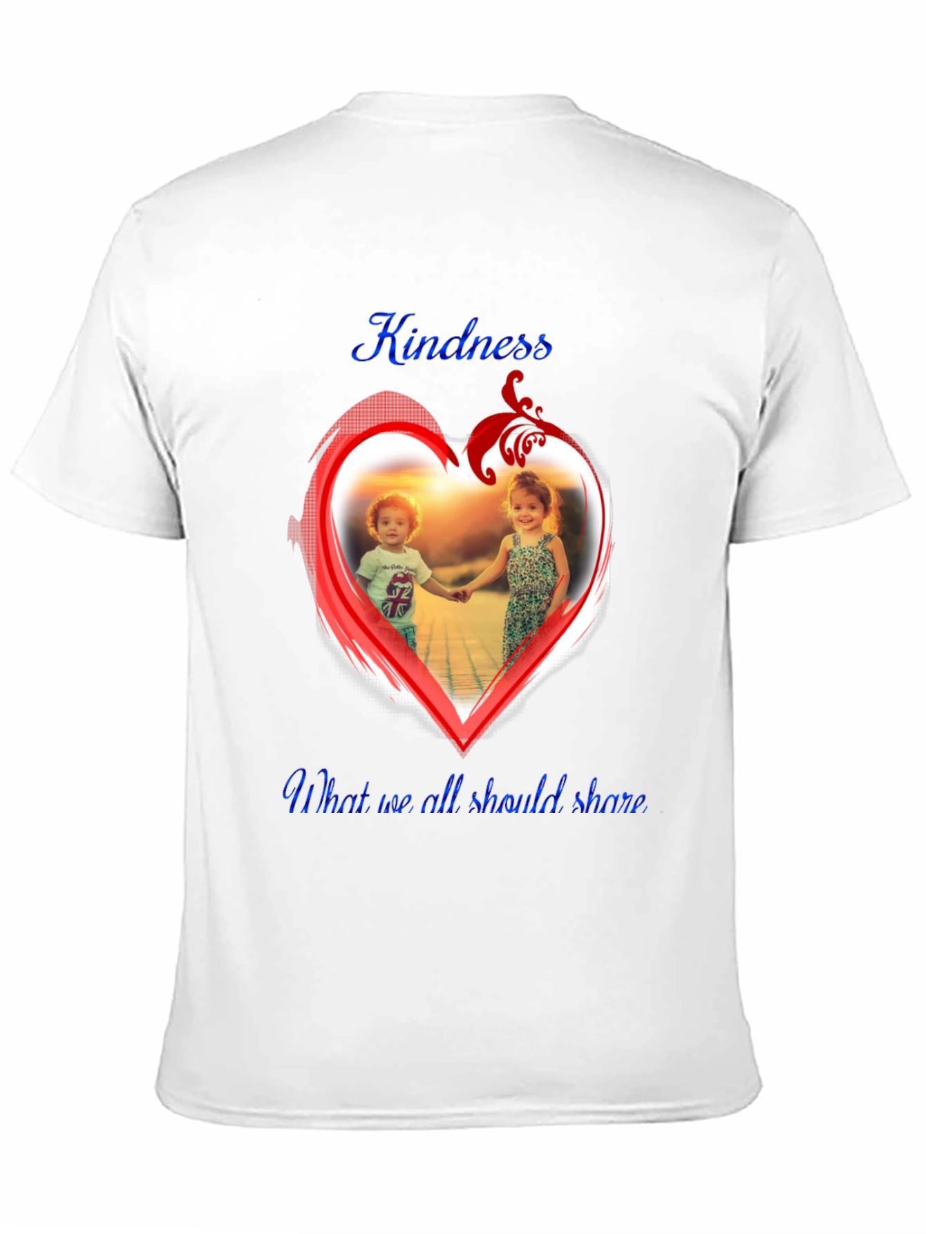 Kindness Share Black T-Shirt With Heart Graphic