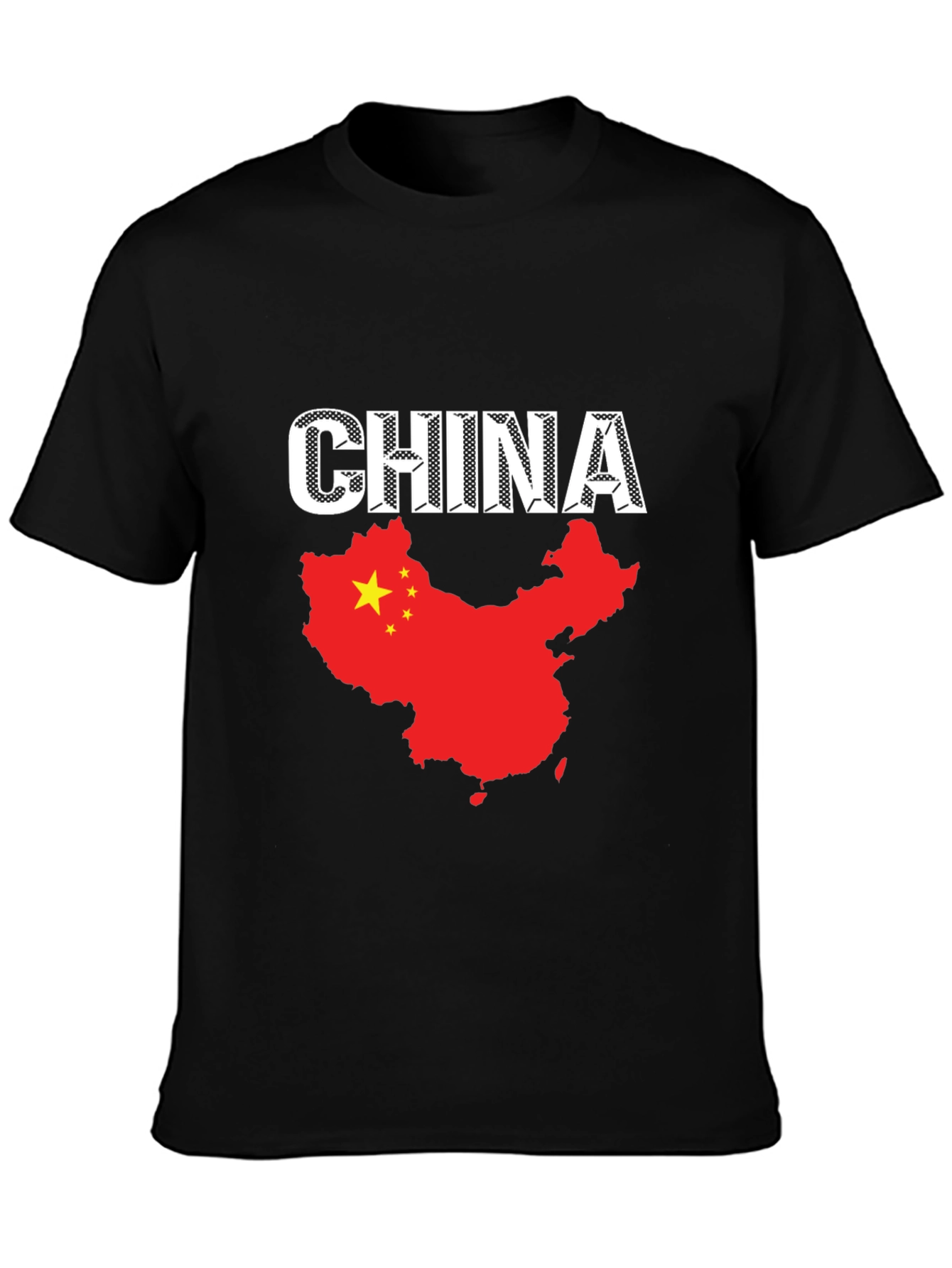 China Flag T-Shirt - Black Cotton Tee