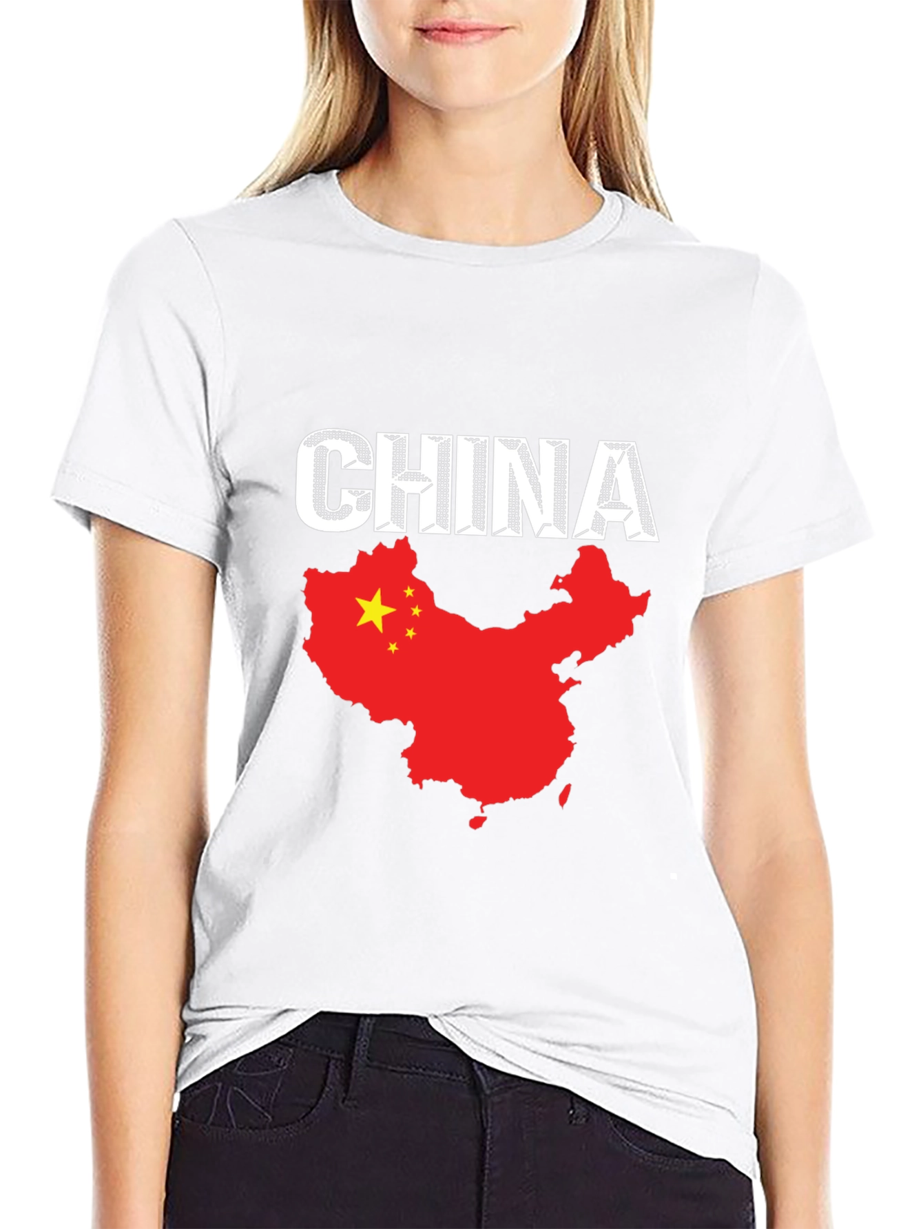 China Flag T-Shirt - Black Cotton Tee