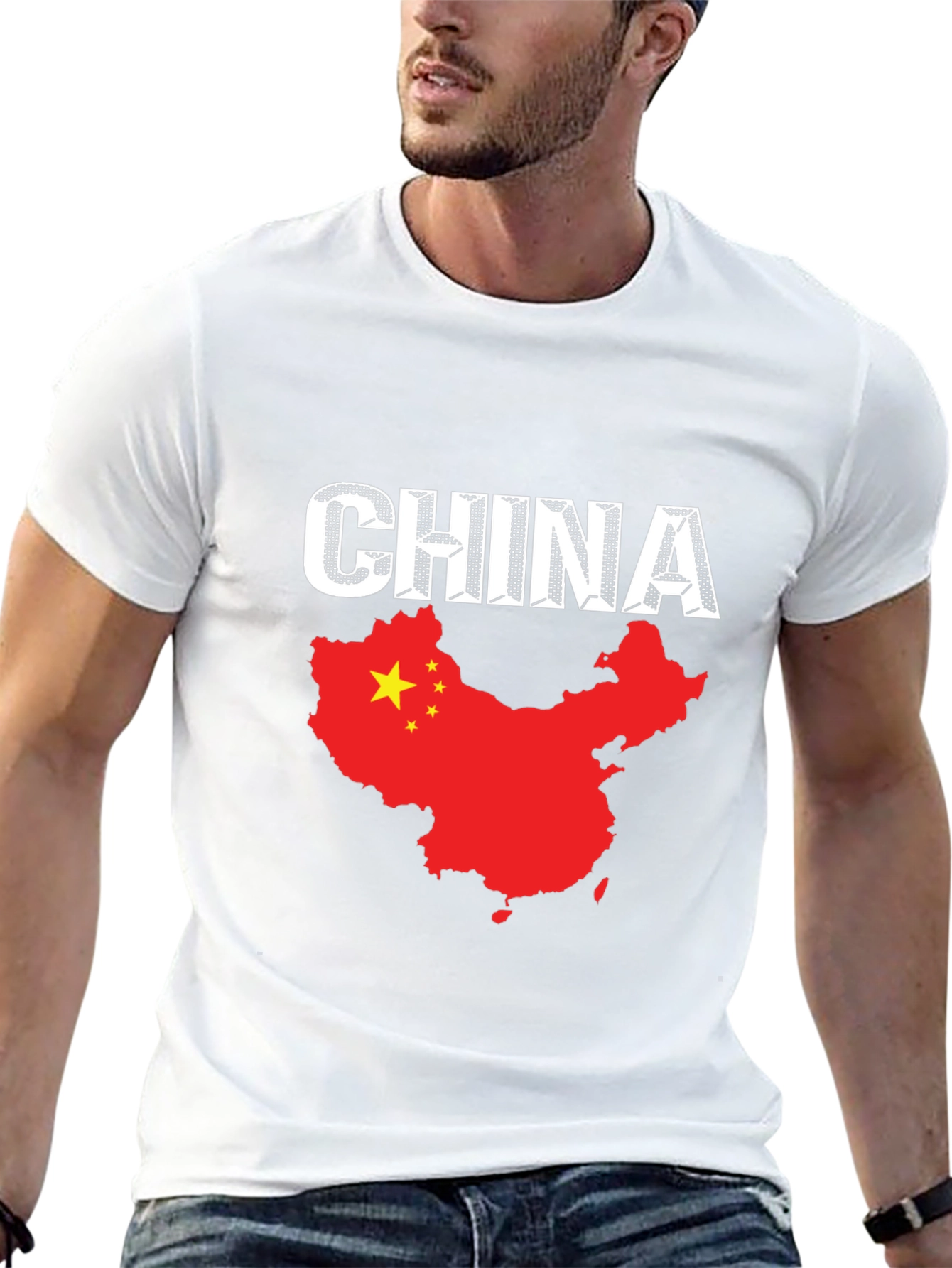 China Flag T-Shirt - Black Cotton Tee