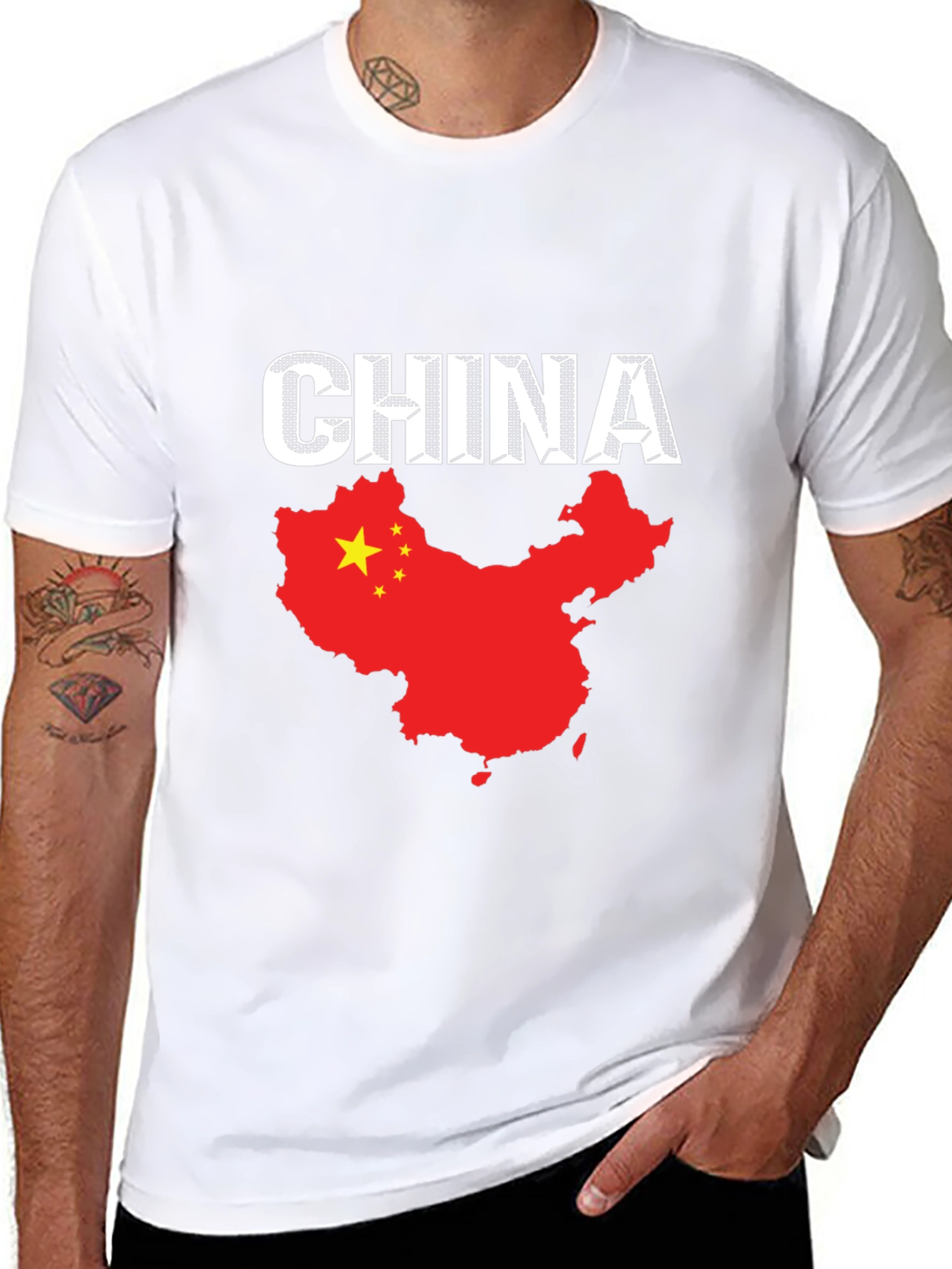 China Flag T-Shirt - Black Cotton Tee