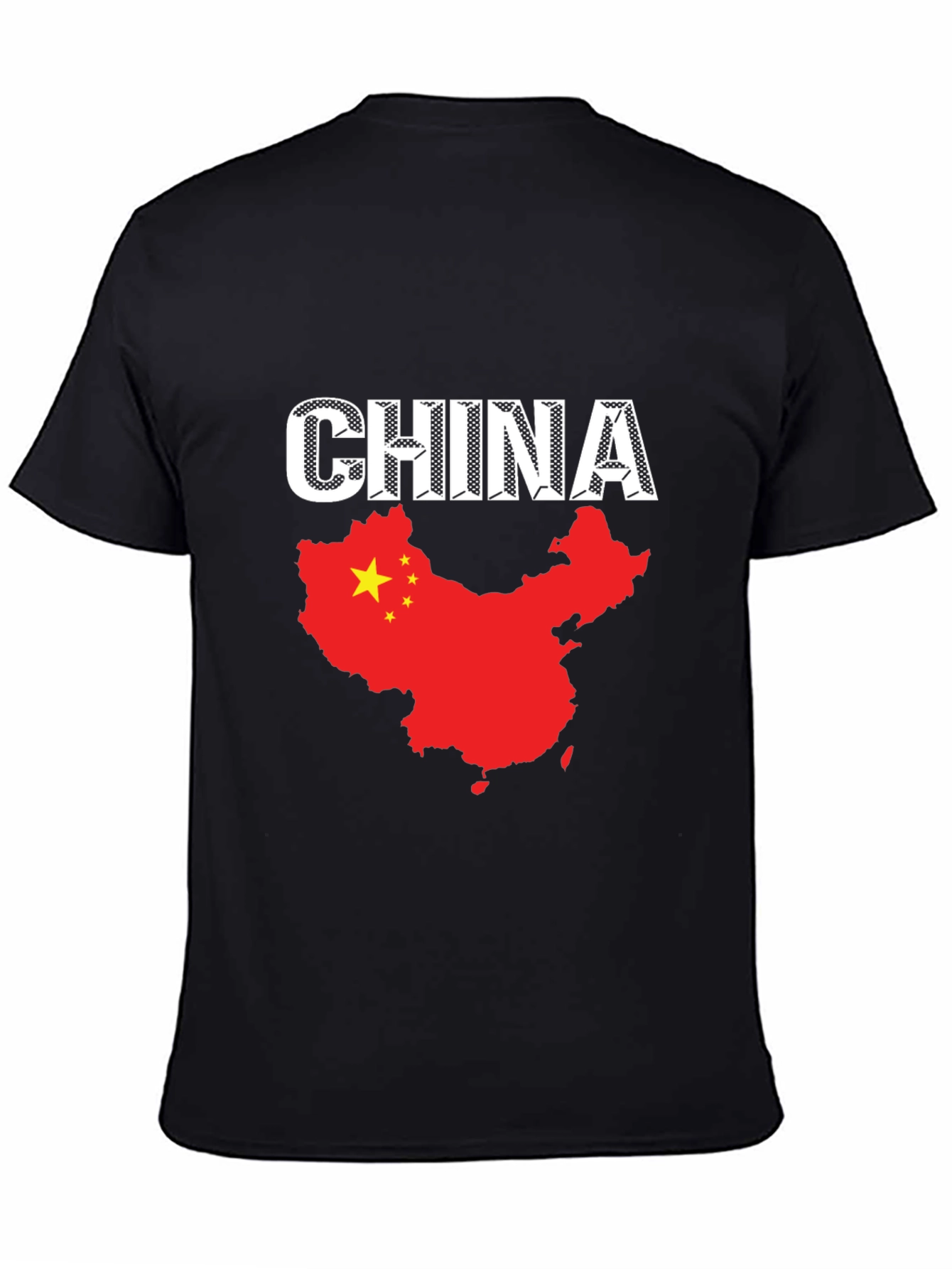 China Flag T-Shirt - Black Cotton Tee