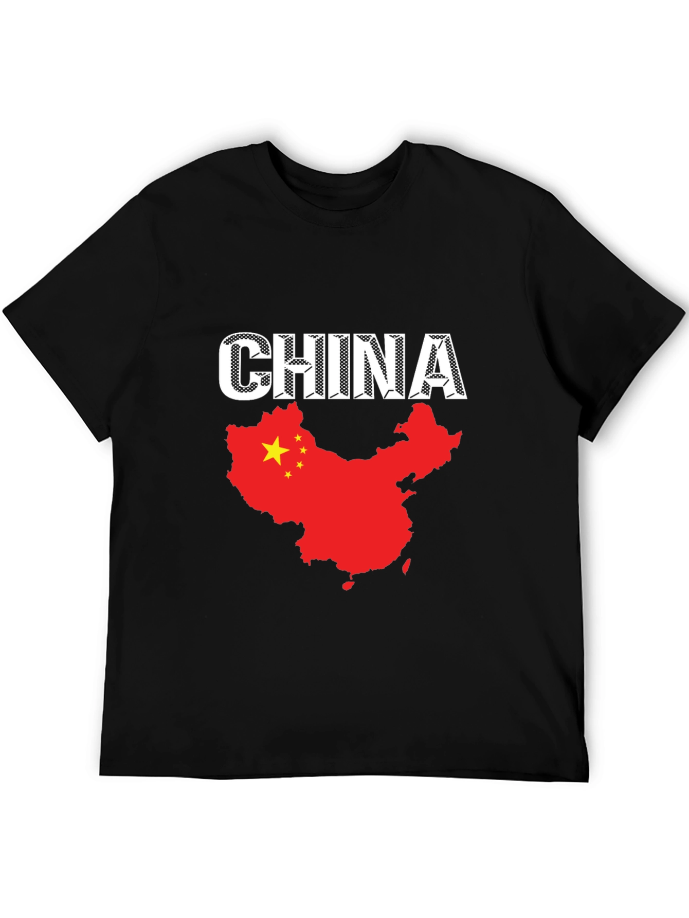 China Flag T-Shirt - Black Cotton Tee
