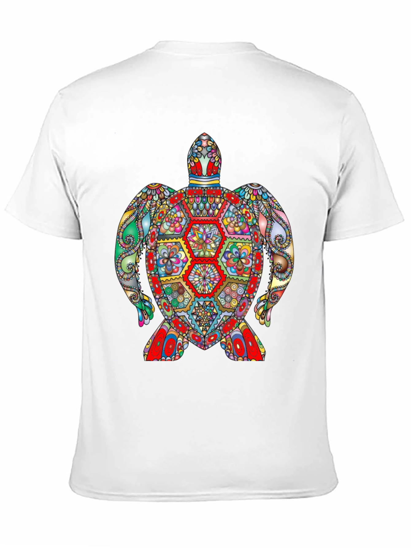 Vibrant Turtle Graphic Tee - Black Cotton T-Shirt