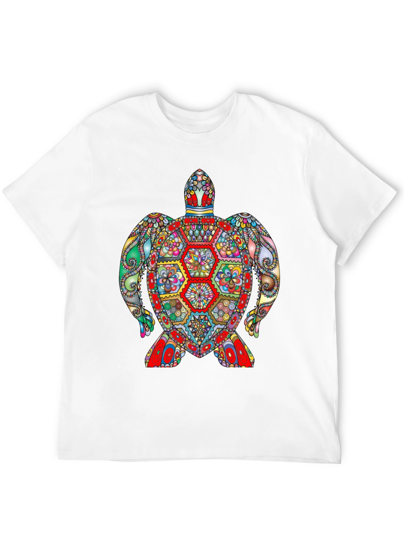 Vibrant Turtle Graphic Tee - Black Cotton T-Shirt