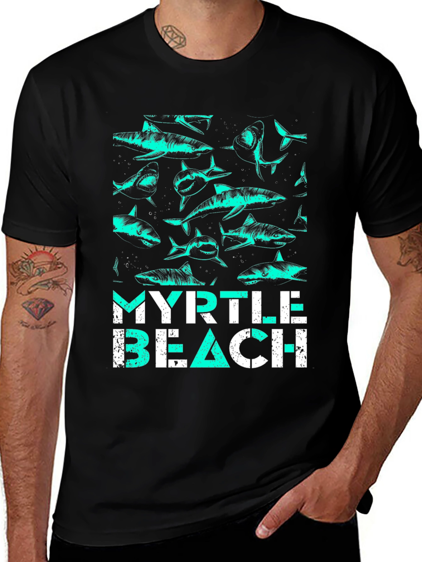 Myrtle Beach Shark Print Tee