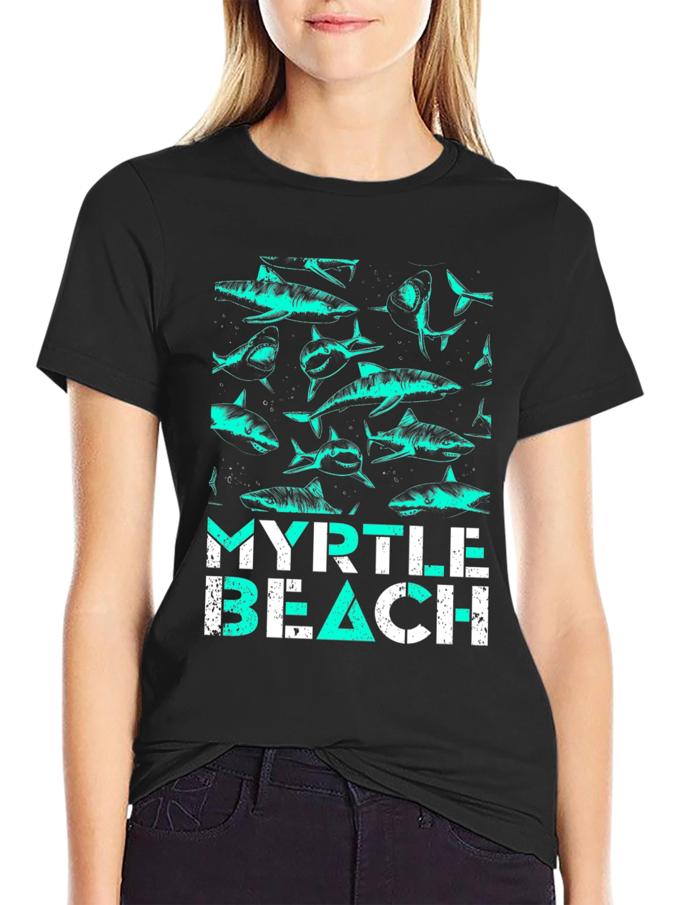 Myrtle Beach Shark Print Tee